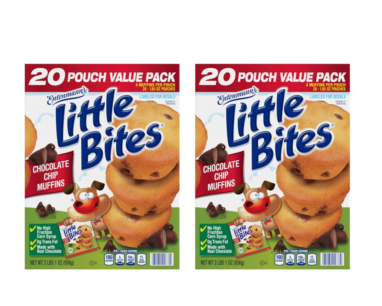(Club Pack) Little Bites Chocolate Chip Muffins, 40 individual packs, (1.65 oz each), Mini Muffins, 66 oz Box