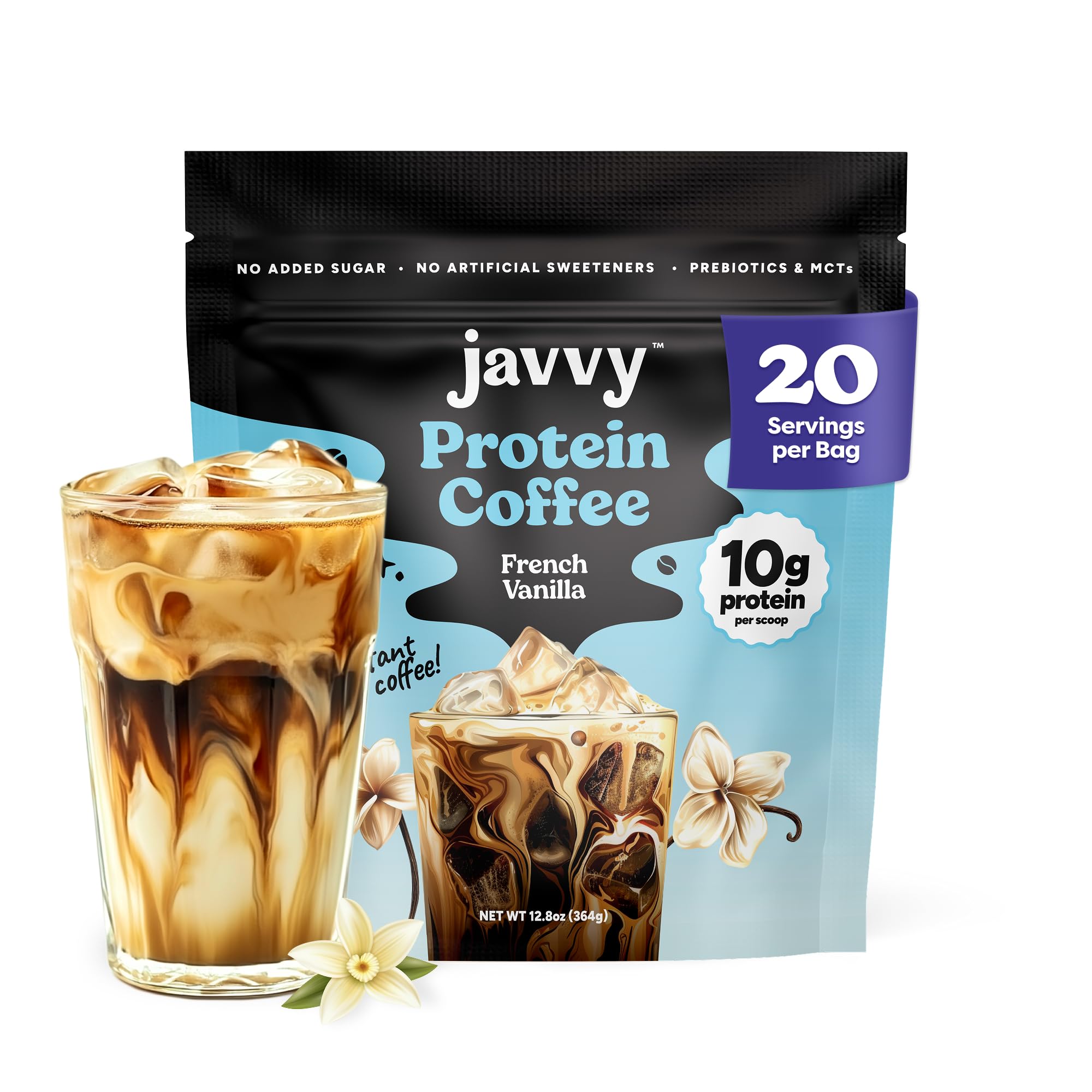 Caramel Protein Iced Coffee - Premium Whey Protein & Instant Iced Coffees - 100% Natural Cold Brew - Zero Artificial Flavors & Sweeteners, 80 mg Caffeine Per Serving, No Added Sugar, 20 Servings
