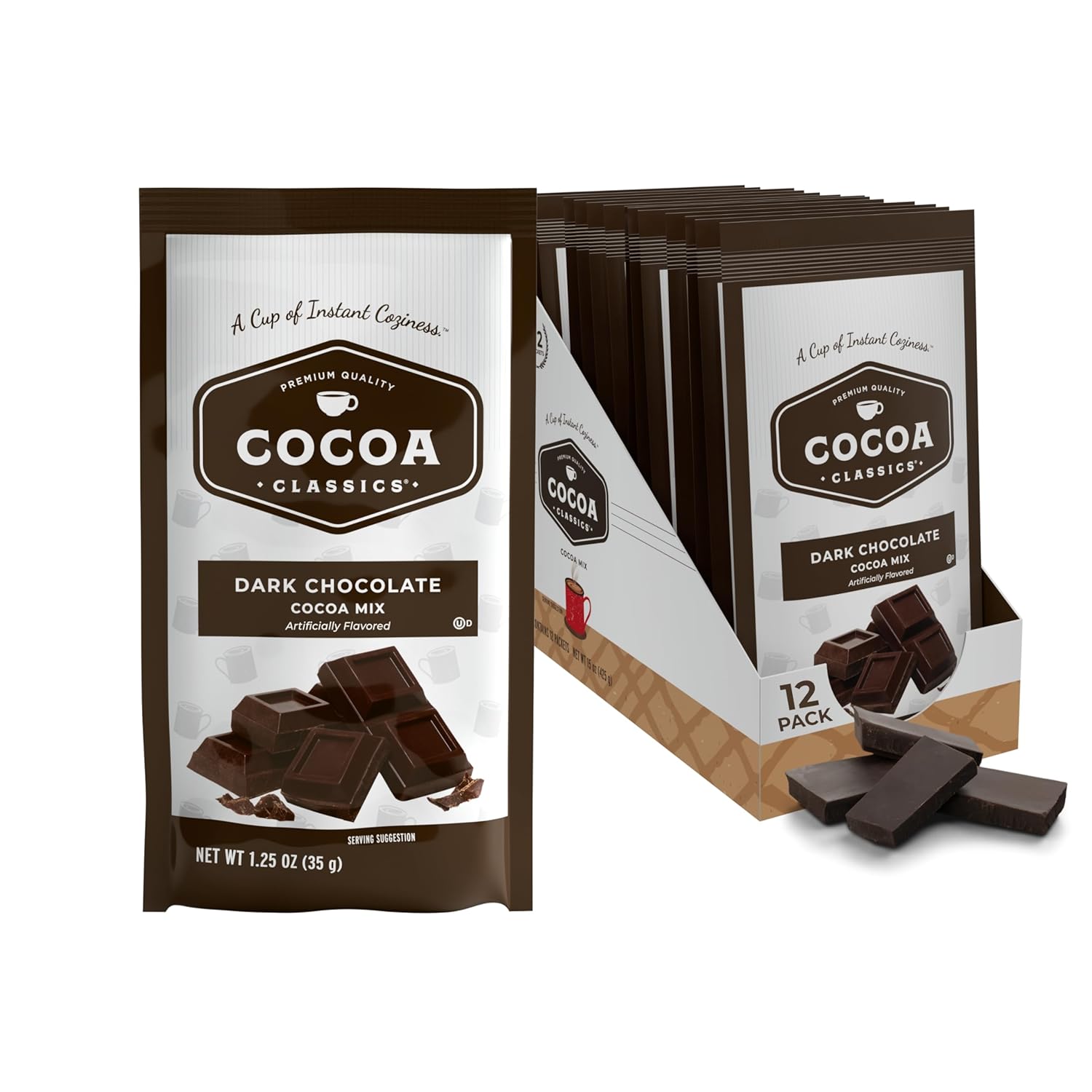 Cocoa Classics Chocolate Supreme Cocoa Mix, Hot Chocolate, Made with Nonfat Milk, Just Add Hot Water, Make Hot or Iced Cocoa, Gluten Free & Kosher Dairy Friendly, 1.25oz Packets (Pack of 36)