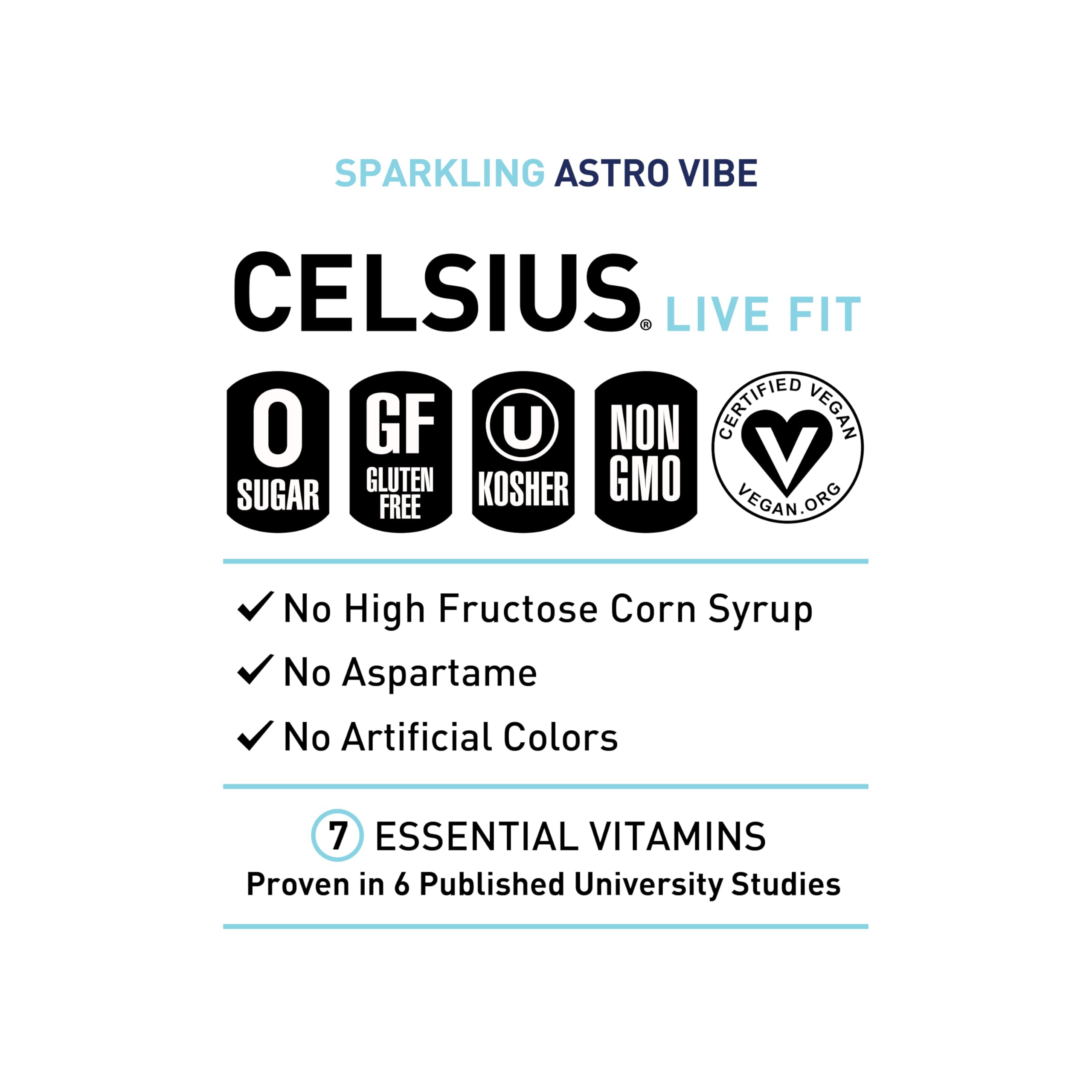CELSIUS ASTRO VIBE Sparkling Blue Razz, Sugar Free Energy Drink, 12 Fl Oz (Pack of 12)