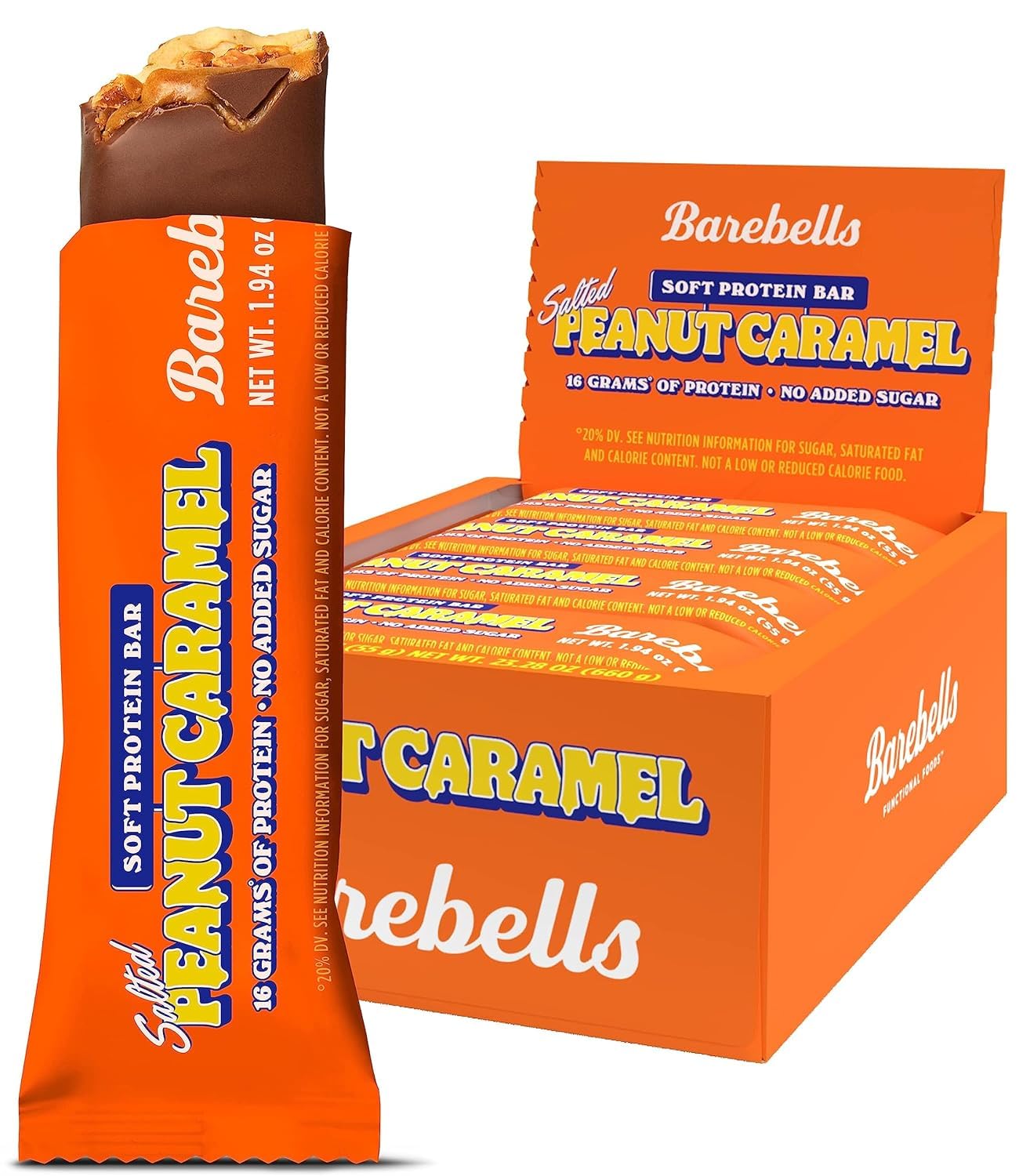 Barebells Protein Bars Salty Peanut - 12 Count, 20g High Protein Treats - Chocolate Nutrition Bar with 1g Total Sugars - On-The-Go Breakfast or Post-Workout Snack