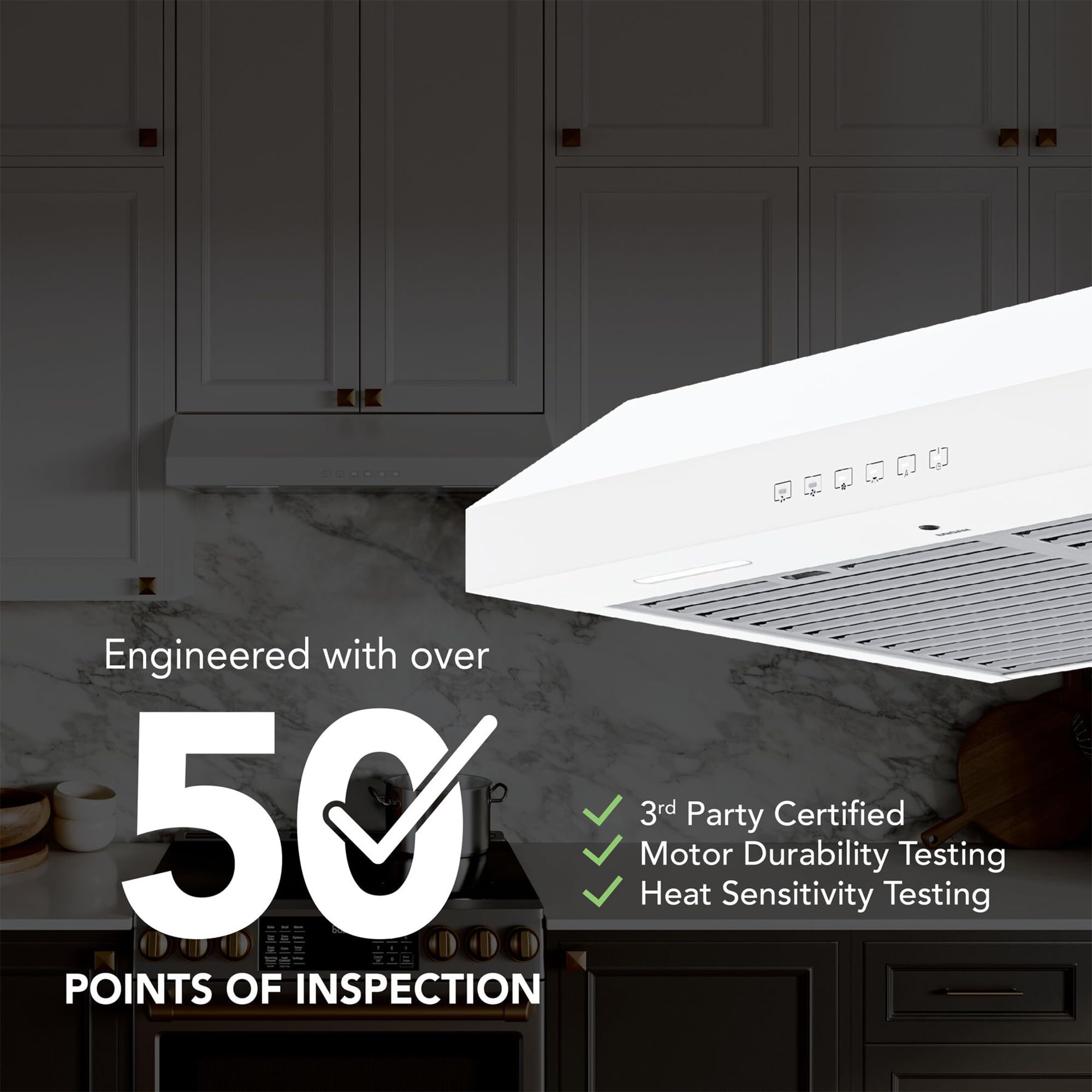 Broan-NuTone BCSQ130SS Three-Speed Glacier Under-Cabinet Range Hood with LED Lights ADA Capable, 1.5 Sones, 375 Max Blower CFM, 30-Inch, Stainless Steel