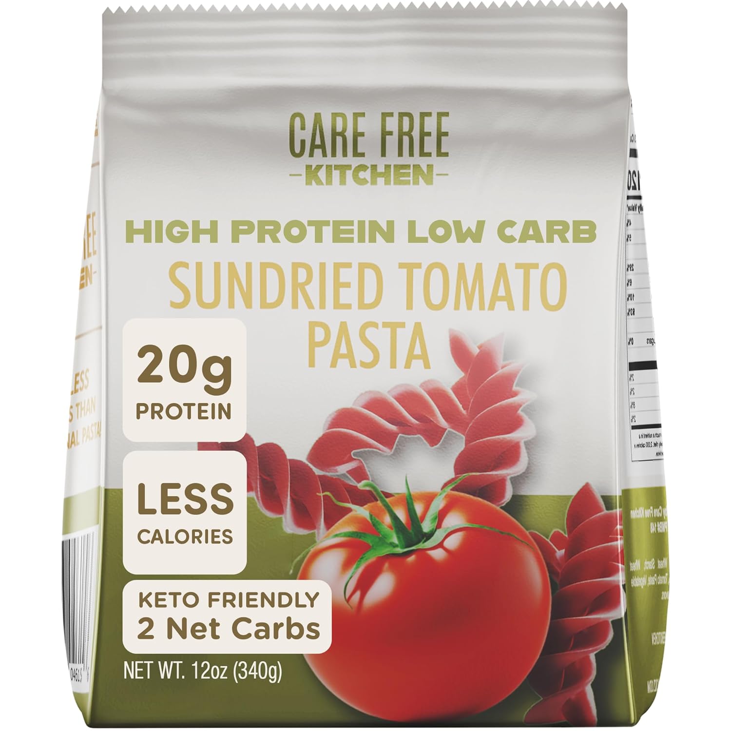 Care Free Kitchen Plain 3-Pack (8 oz. Bags) Rotini Keto Pasta Noodles, 20g High Protein, Low Carb 2g Net Carbs, 26g High Fiber