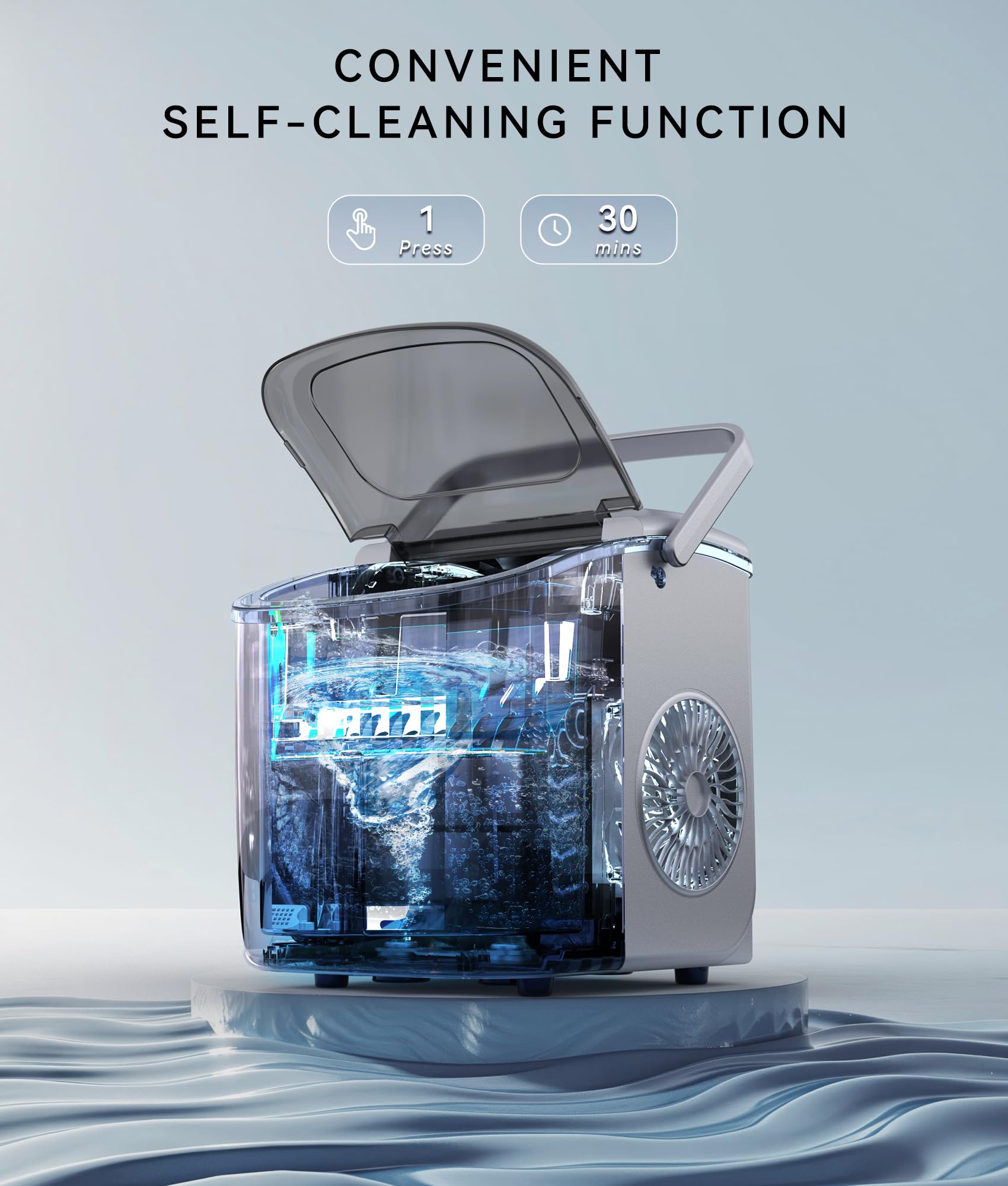 ecozy 2.1" Clear Ice Ball Maker Countertop with CrystalFlux Technology, Minimal Footprint Sphere Ice Maker with 8H Timer, 1 pc in 30 Mins, 48 pcs/Day, Self-Cleaning for Home Bar Whiskey & Bourbon