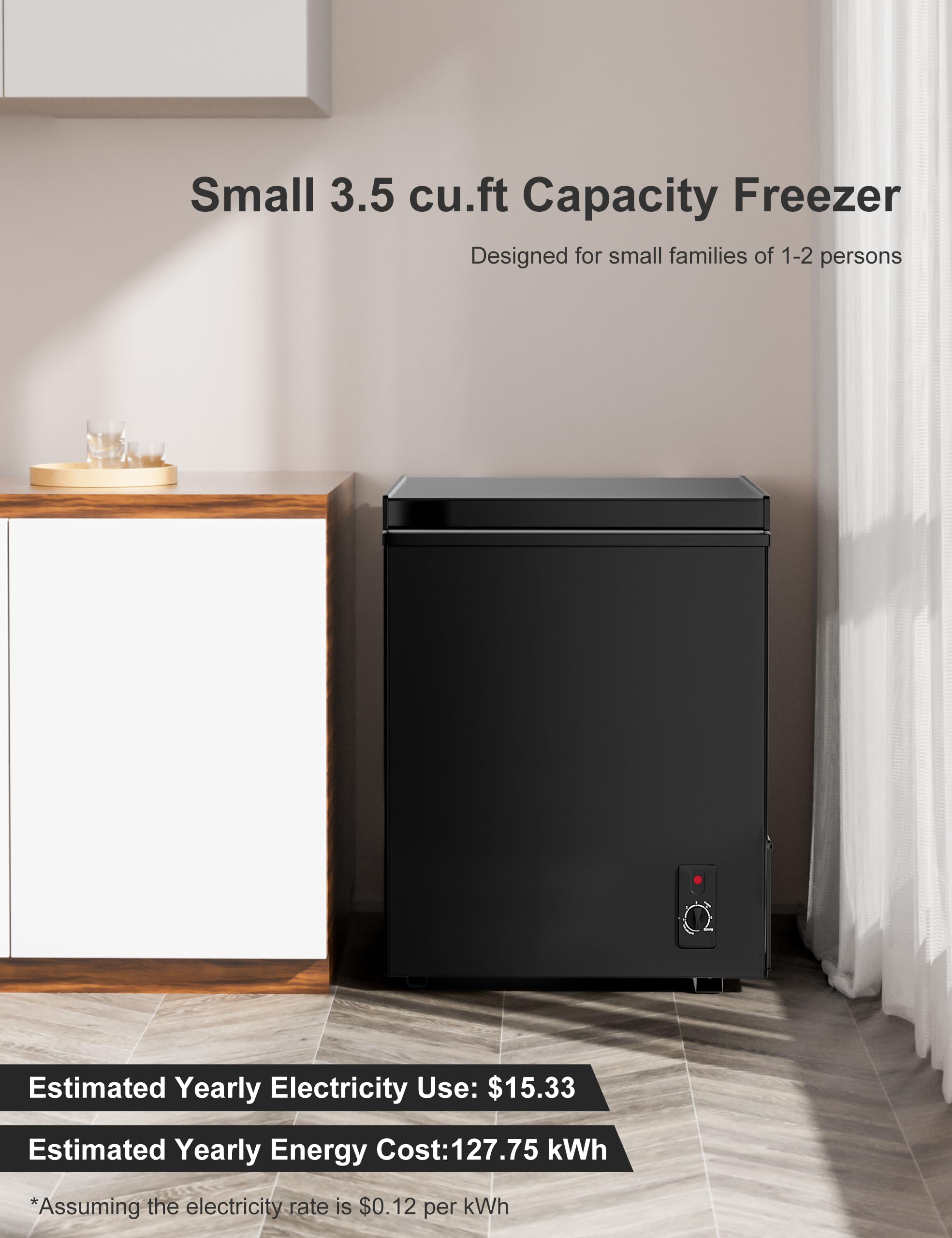 7.0 Cu Ft Chest Freezer - Energy Saving Quiet Top Open Door Mini Freezer Adjustable 6 Thermostat - Compact Small Deep Freezer w/Removable Basket and Defrost Water Drain for Home/Apartment/Garage