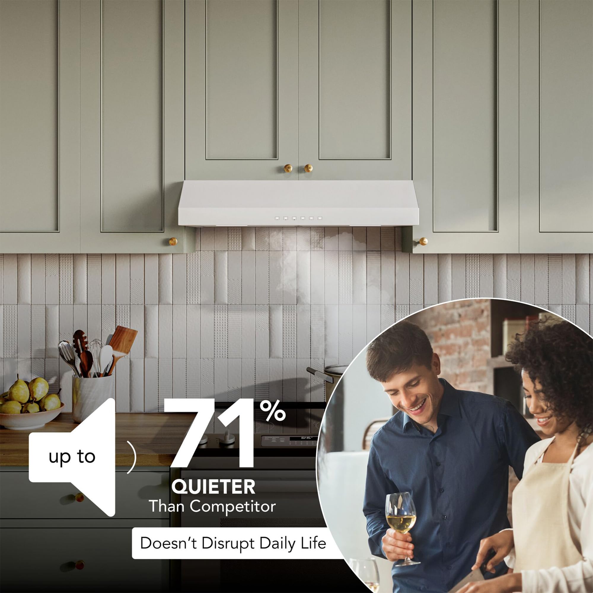 Broan-NuTone BCSQ130SS Three-Speed Glacier Under-Cabinet Range Hood with LED Lights ADA Capable, 1.5 Sones, 375 Max Blower CFM, 30-Inch, Stainless Steel