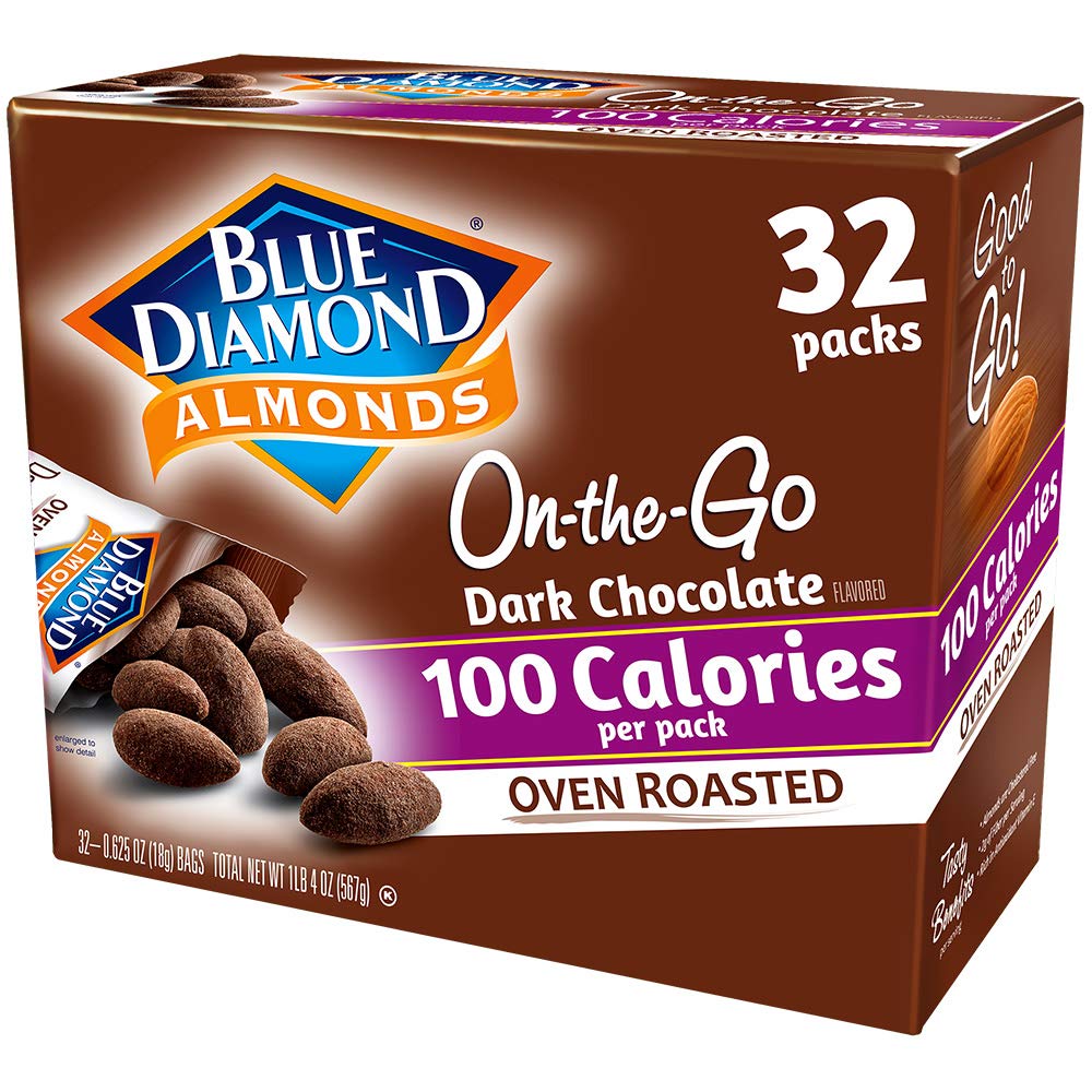 Blue Diamond Almonds Whole Natural Raw Snack Nuts, 100 Calorie Travel Bags, 32 count