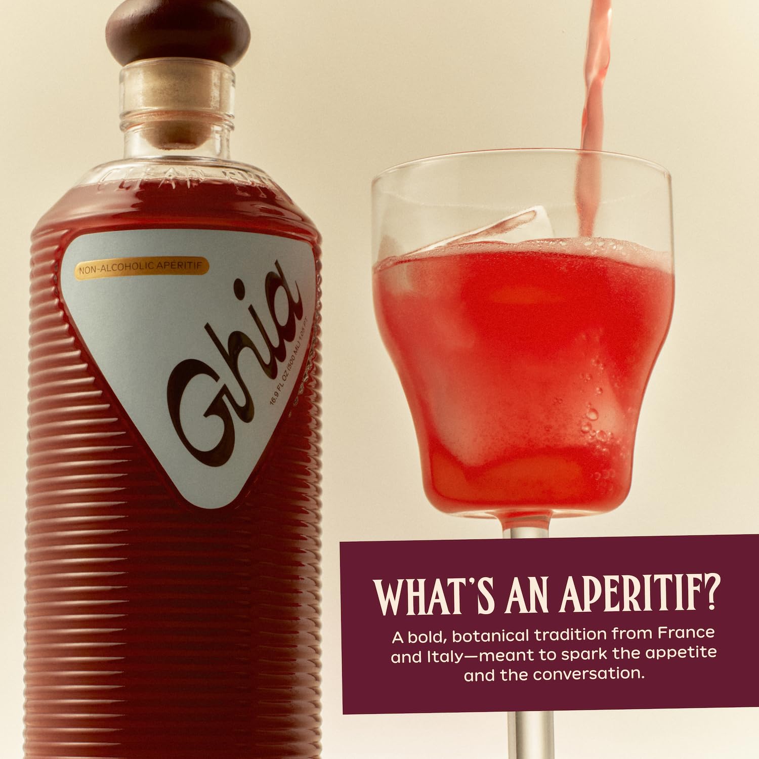 Ghia Non-Alcoholic Apéritif - 500ml | Botanical Mediterranean-Inspired Spirit Cocktail Mixer with Notes of Citrus, Rosemary & Bitter Herbs - Vegan, No Added Sugar, No Artificial Flavors, Caffeine-Free