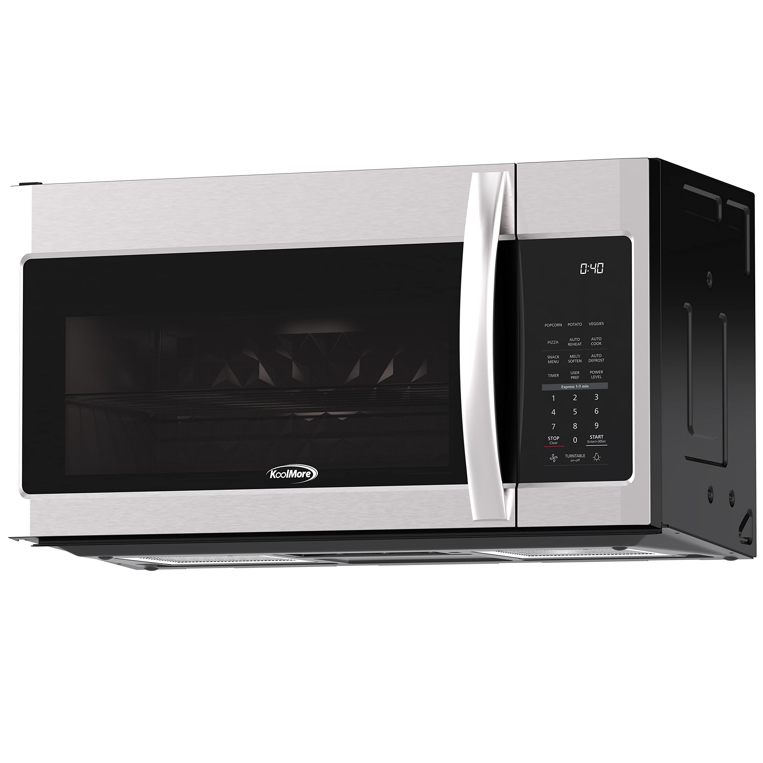 KoolMore Reserve Built-in Microwave Convection Oven with Air Fry, 3-in-1 Combo, Sensor Cook, Soft-Close Door, Stainless Steel, 24 in. / 1.6 cu. ft. with NEMA 5-20P Plug in Black