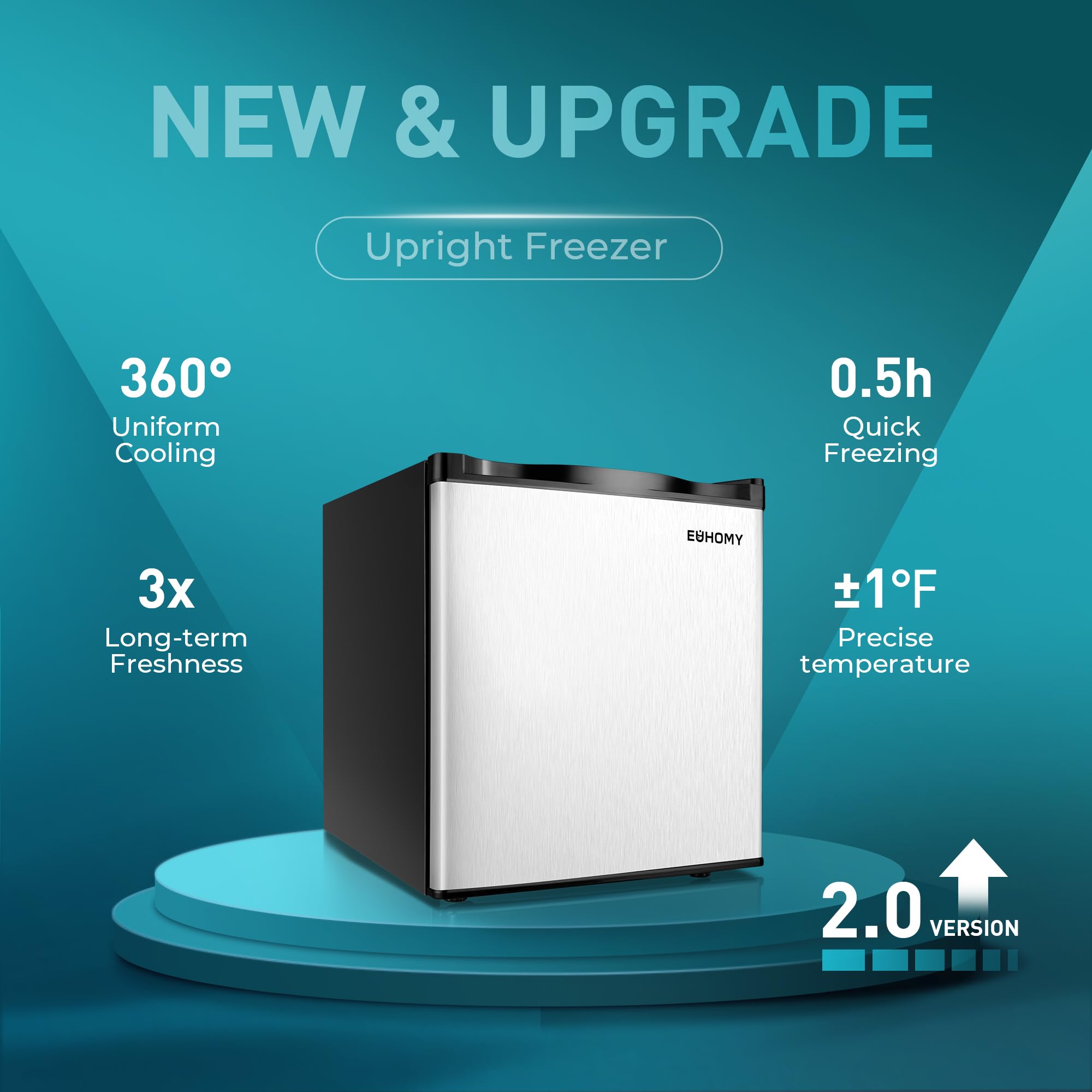 EUHOMY 1.1 Cubic Feet Mini Freezer, Countertop, Single Door Compact Upright Freezer with Reversible Door, Removable Shelves, Small freezer for Home/Dorms/Apartment/Office, New Black