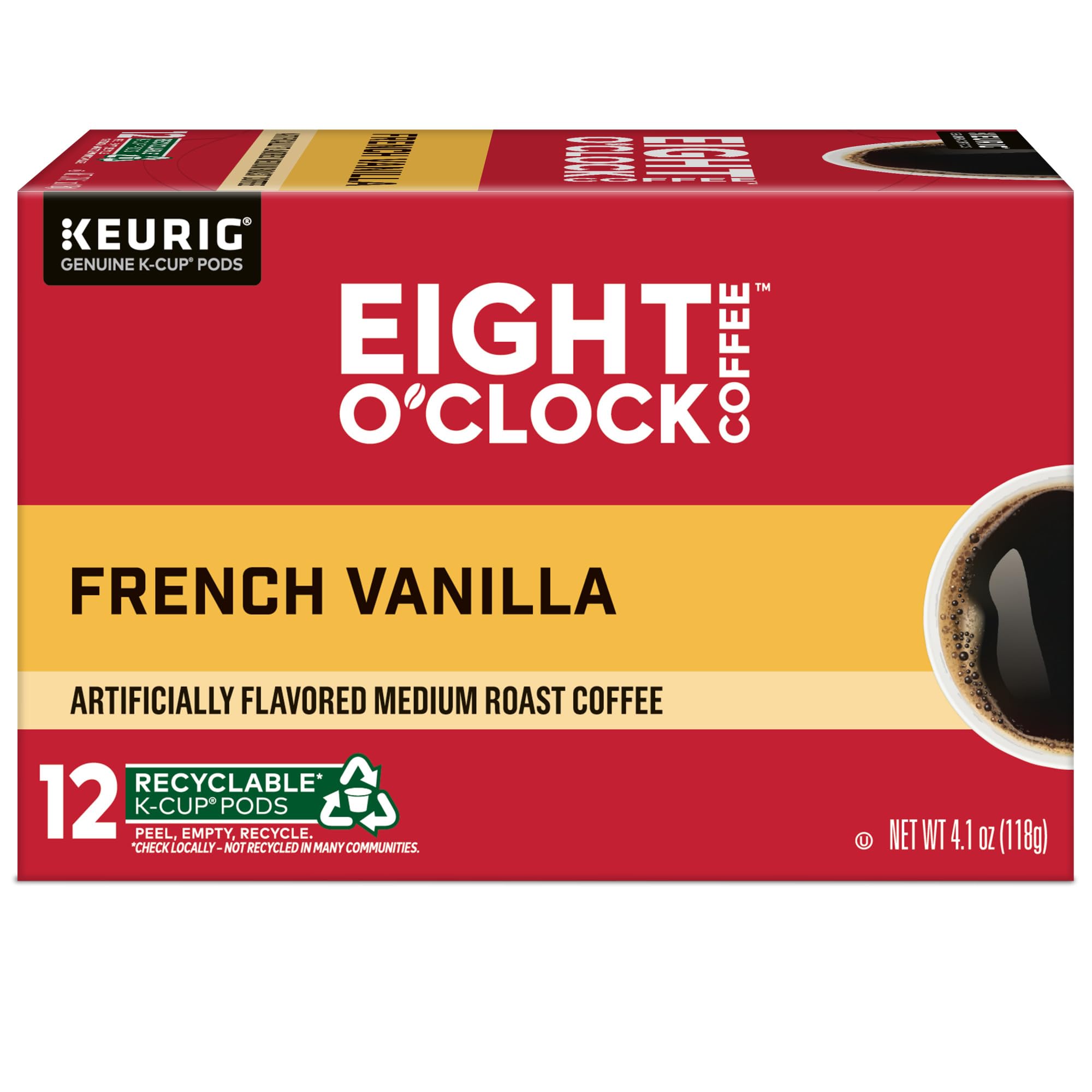 Eight O'Clock Coffee The Original, Single-Serve Keurig K-Cup Pods, Medium Roast Coffee Pods, 72 Count
