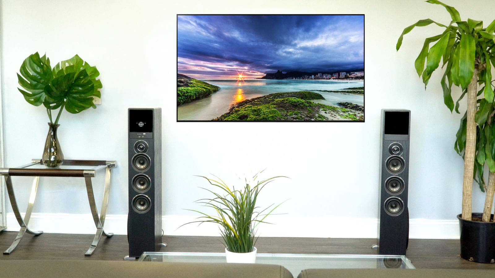 Rockville TM150D Powered Home Theater Tower Speaker System, Dark Wood, 1000W, 10" Subwoofers, Bluetooth, USB/SD Playback, FM Radio, Remote Control, Karaoke Ready, Perfect for Home Entertainment