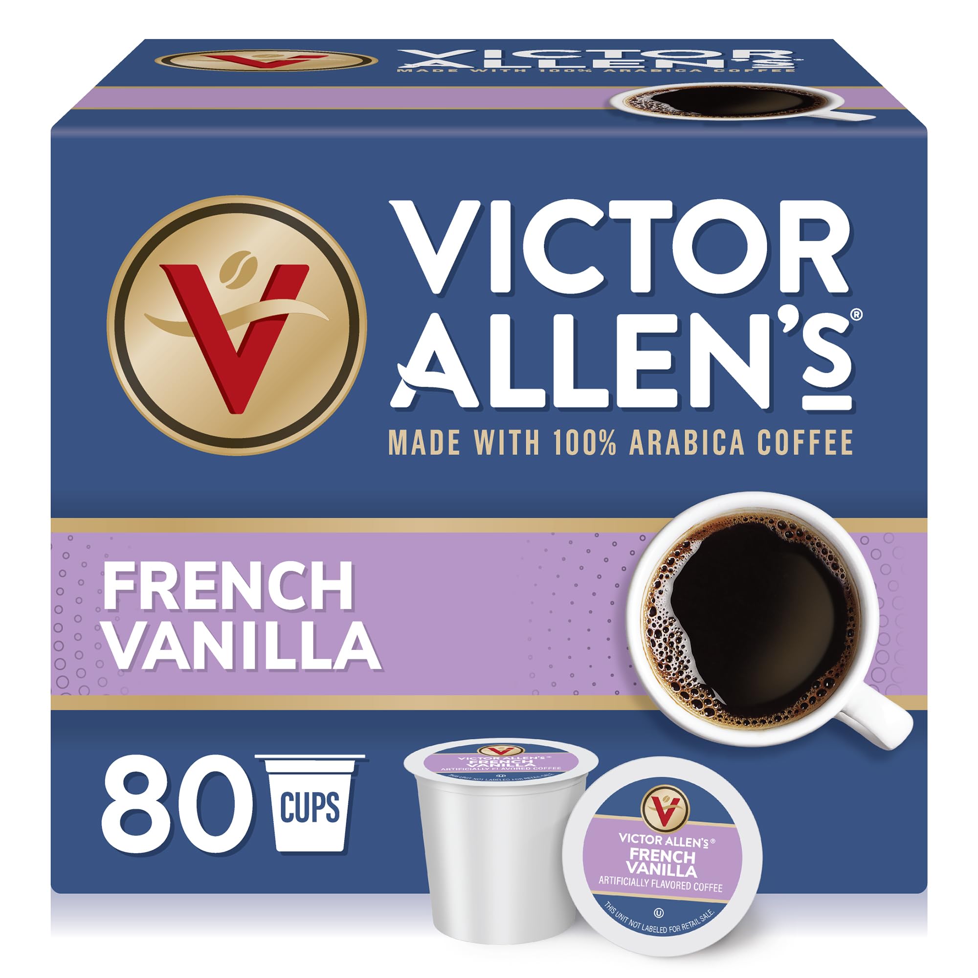 Victor Allen's Coffee Hazelnut Flavored, Medium Roast, 80 Count, Single Serve Coffee Pods for Keurig K-Cup Brewers