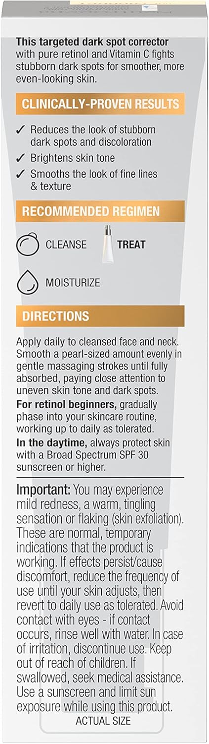 NEUtrogena Rapid Tone Repair Dark Spot Corrector Face Serum With Hyaluronic Acid, Retinol & Vitamin C, Daily Anti Wrinkle Retinol Serum & Dark Spot Corrector To Brighten & Even Tone, 1 Oz