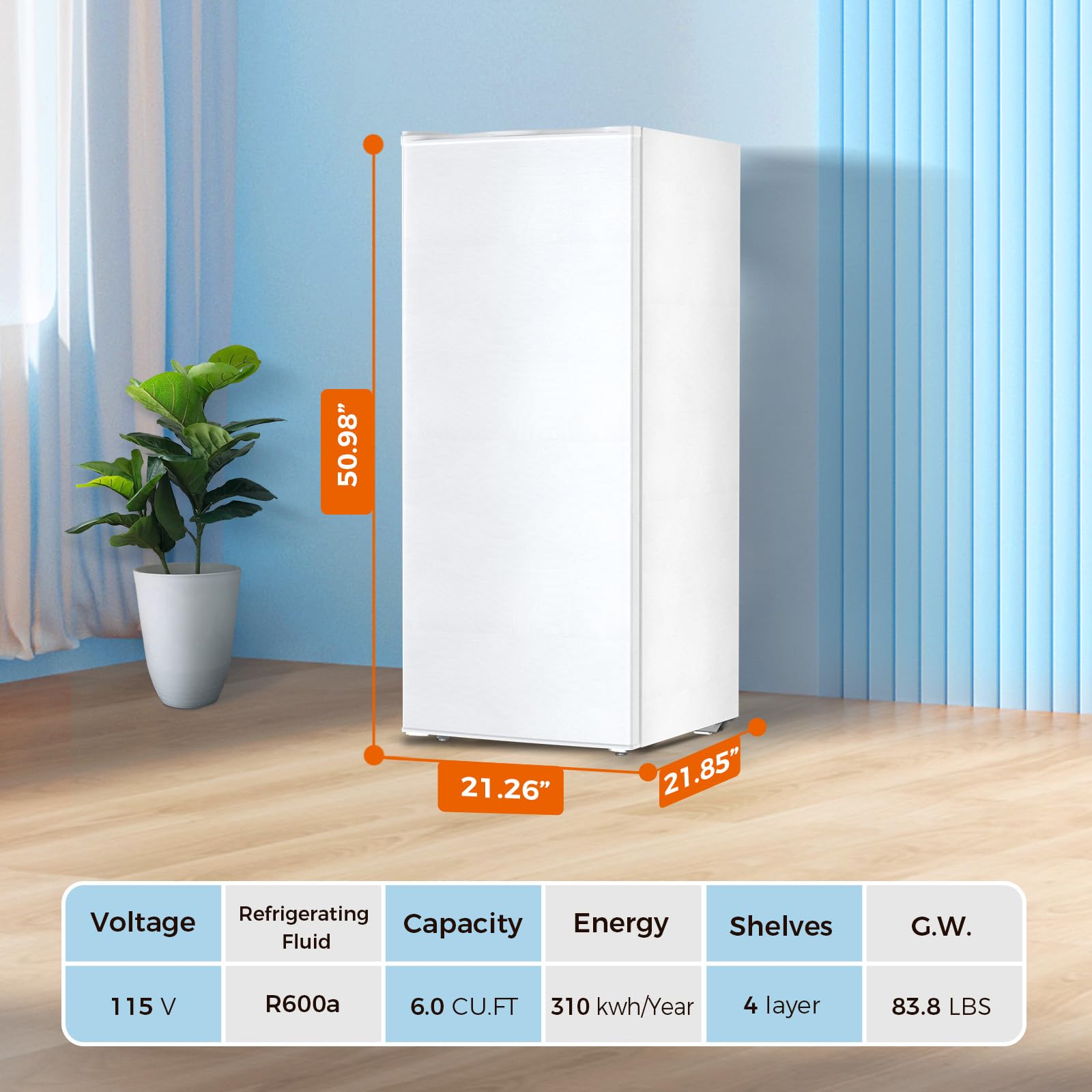 Kismile Small Freezer Upright, 3.0 Cu.ft Mini Freezer with Adjustable Thermostat, Removable Shelves, Reversible Single Door, Stand Up Freezer for Bedroom/Home/Dorms/Apartment (Stainless Steel)