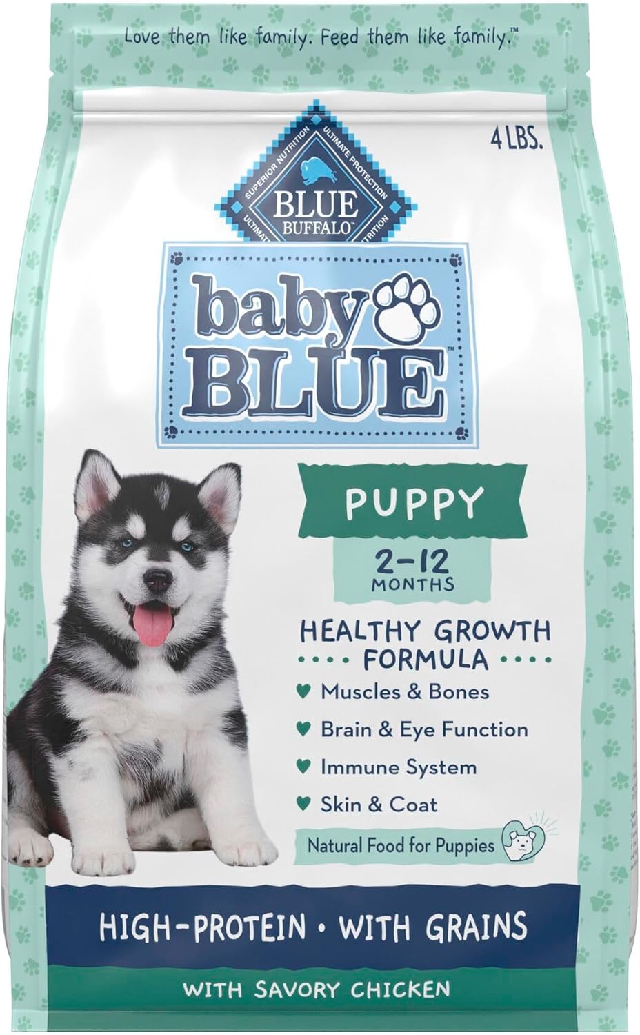 Blue Buffalo Baby Blue Natural Dry Food for Puppies, Healthy Growth Formula with DHA, Savory Chicken Recipe, 24-lb Bag