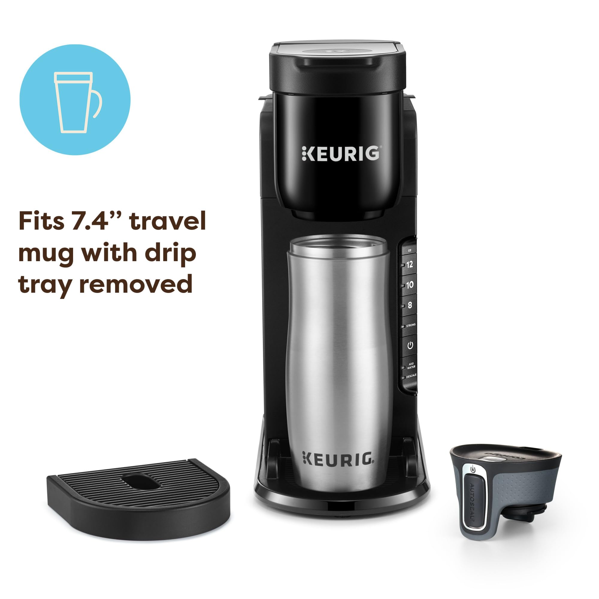 Keurig K-Express Single Serve K-Cup Pod Coffee Maker, 3 Brew Sizes, Strong Button Feature, 42oz Removable Reservoir, Warm Stone