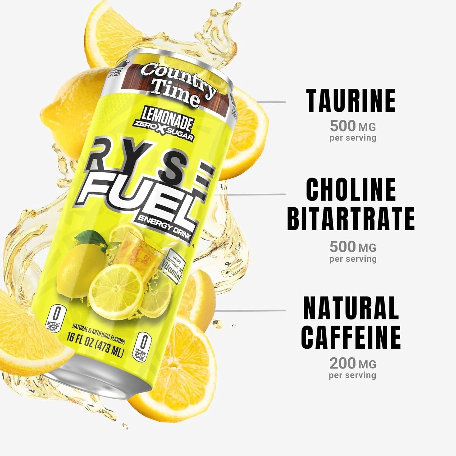 RYSE Fuel Energy Drink - Variety Pack - Sugar Free, Gluten Free & Vegan - 200mg Natural Caffeine, Taurine & Choline for Focus & Energy - No Artificial Colors - 16 fl oz Cans (12-Pack)