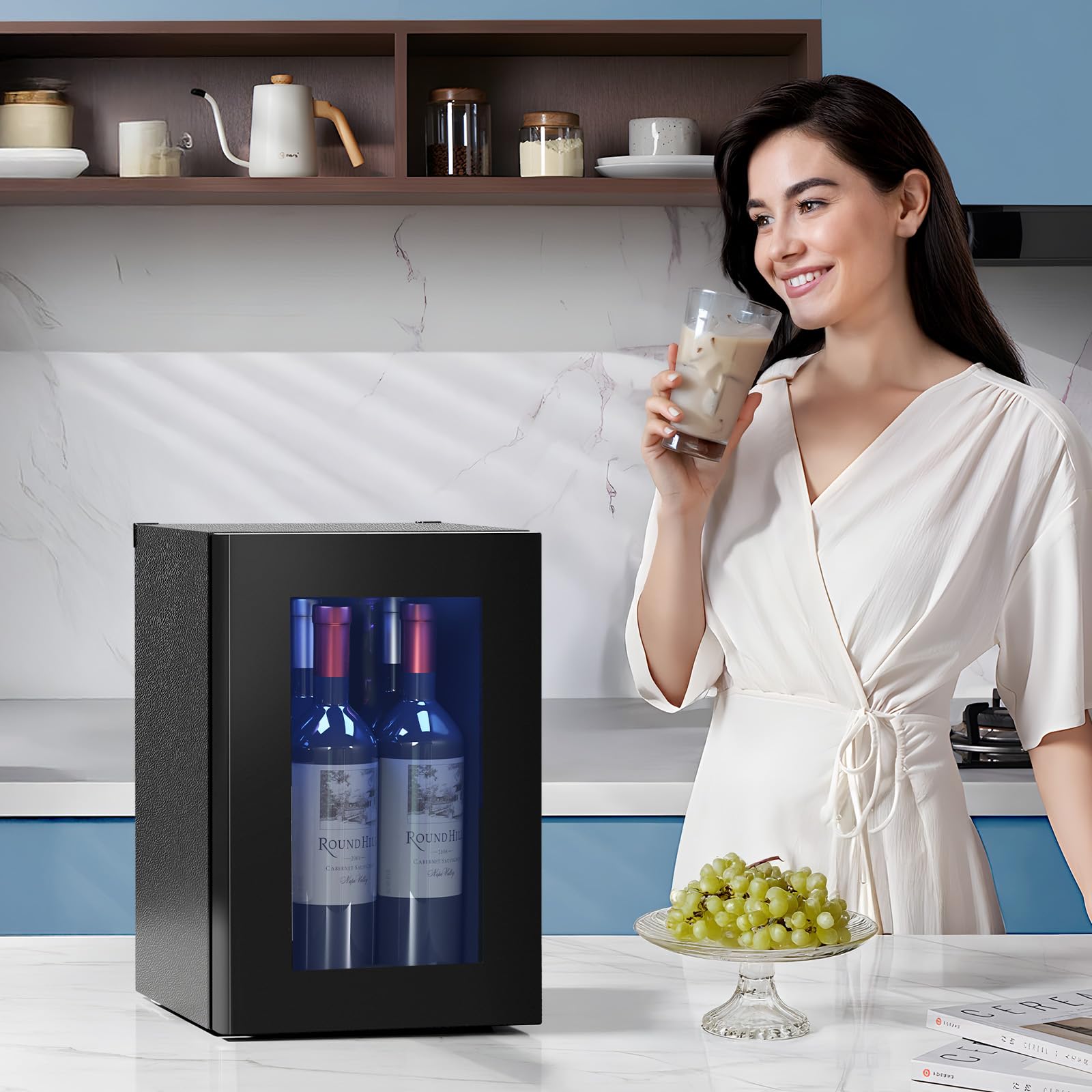 Antarctic Star Wine Cooler, Beverage Refrigerator, 16 Bottle Freestanding Quiet Wine Cellar Front Glass Door for Home and Bar, Digital Temp Control, 1.71 Cu.Ft.