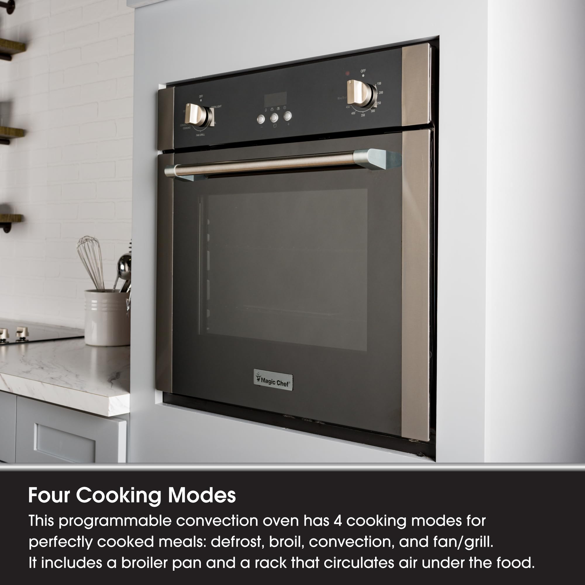 Magic Chef MCSWOE24S Electric 24" 2.2 cu. ft. Single Wall Oven with Convection, Stainless Steel