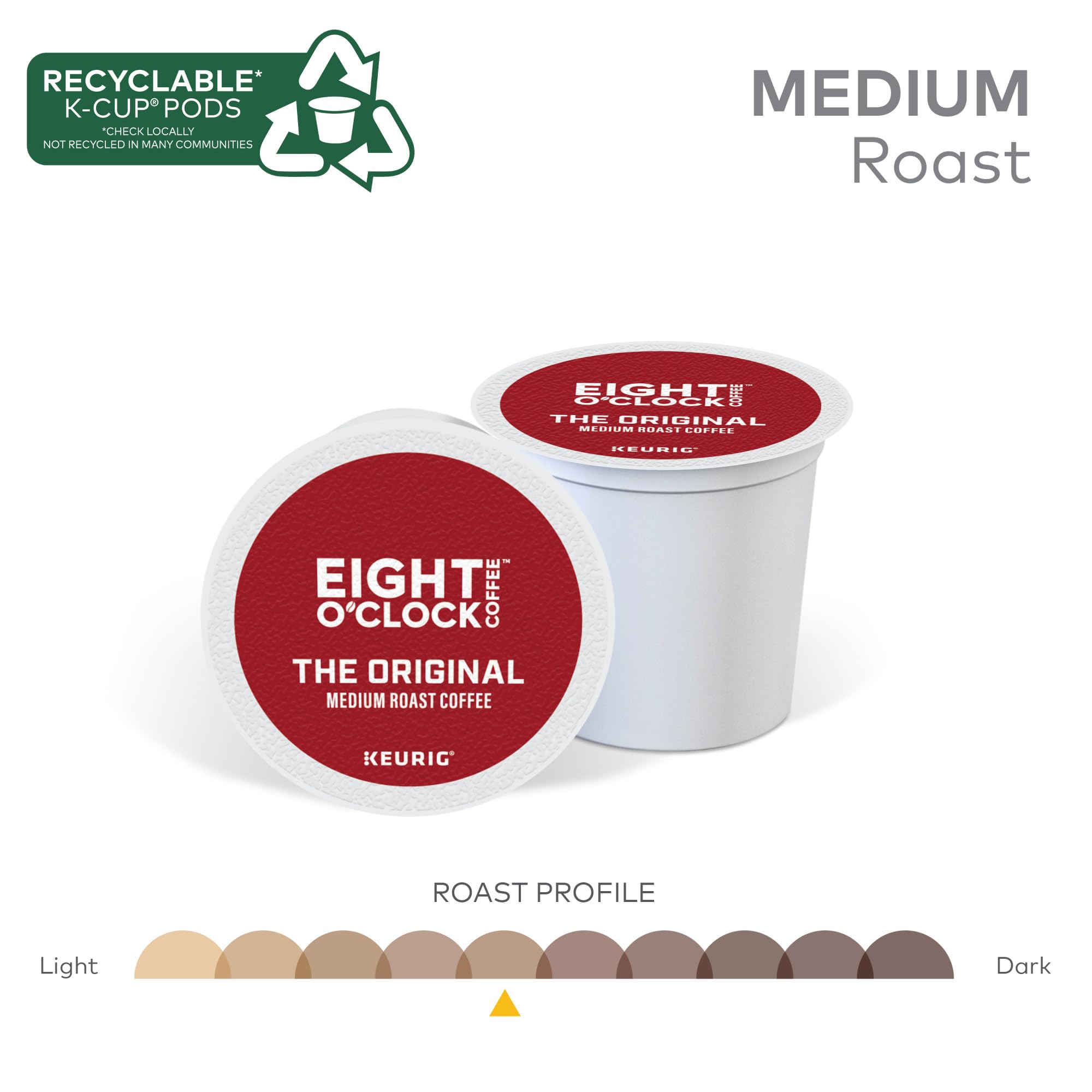 Eight O'Clock Coffee The Original, Single-Serve Keurig K-Cup Pods, Medium Roast Coffee Pods, 72 Count