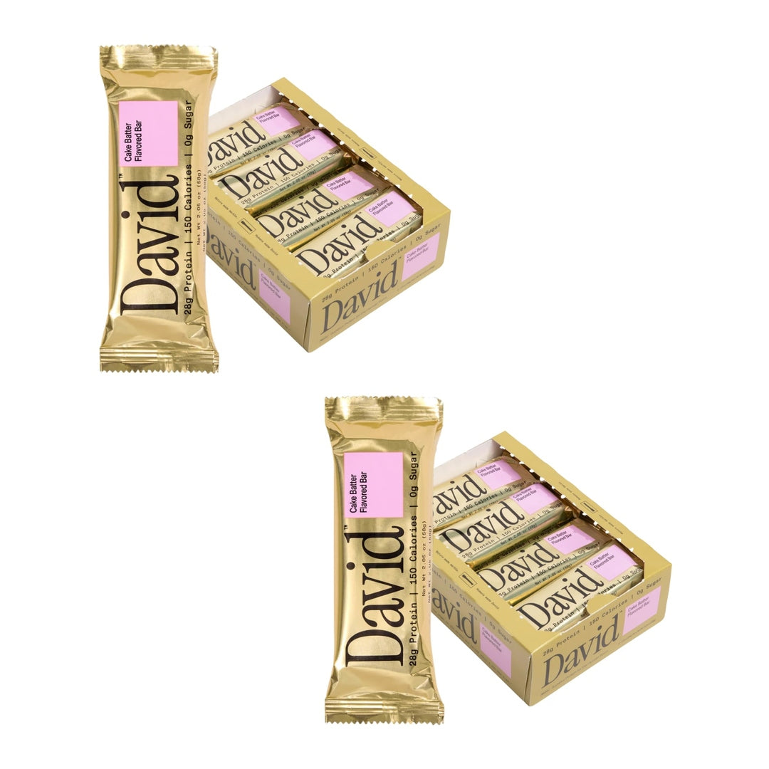 David High Protein Bars No Sugar - Sugar Free Protein Bars, Low Carb, Gluten Free - 28g of Protein, 150 Calories - David Bar On-The-Go Snack - Peanut Butter Chocolate Chunk Flavor, Pack of 12