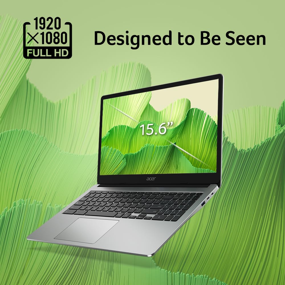 Acer Chromebook 315 Laptop, Celeron N4500, 15.6" Full HD IPS Display, 4GB LPDDR4X, 64GB eMMC, Wi-Fi 6, DTS Audio, USB Type-C, Chrome OS, CB315-4H-C8XU, Silver