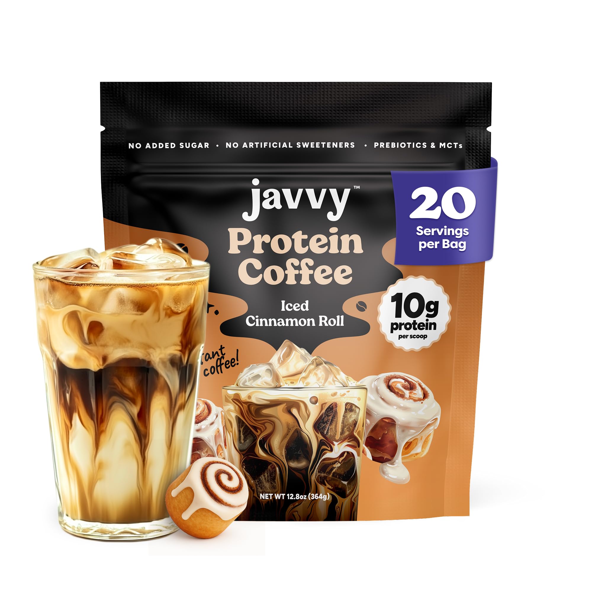 Caramel Protein Iced Coffee - Premium Whey Protein & Instant Iced Coffees - 100% Natural Cold Brew - Zero Artificial Flavors & Sweeteners, 80 mg Caffeine Per Serving, No Added Sugar, 20 Servings