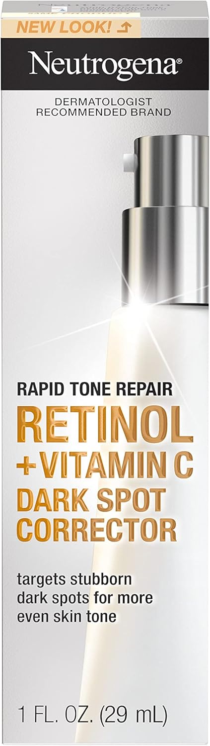 NEUtrogena Rapid Tone Repair Dark Spot Corrector Face Serum With Hyaluronic Acid, Retinol & Vitamin C, Daily Anti Wrinkle Retinol Serum & Dark Spot Corrector To Brighten & Even Tone, 1 Oz