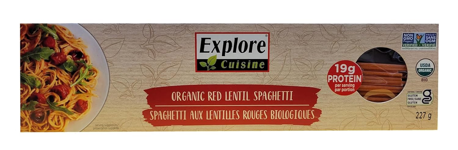Explore Cuisine Organic Edamame Spaghetti - Pack of 6 (8 oz) - Easy-to-Make Gluten Free Pasta - High in Plant Protein & Fiber - Vegan, Keto Friendly, Non- GMO - 24 Total Servings