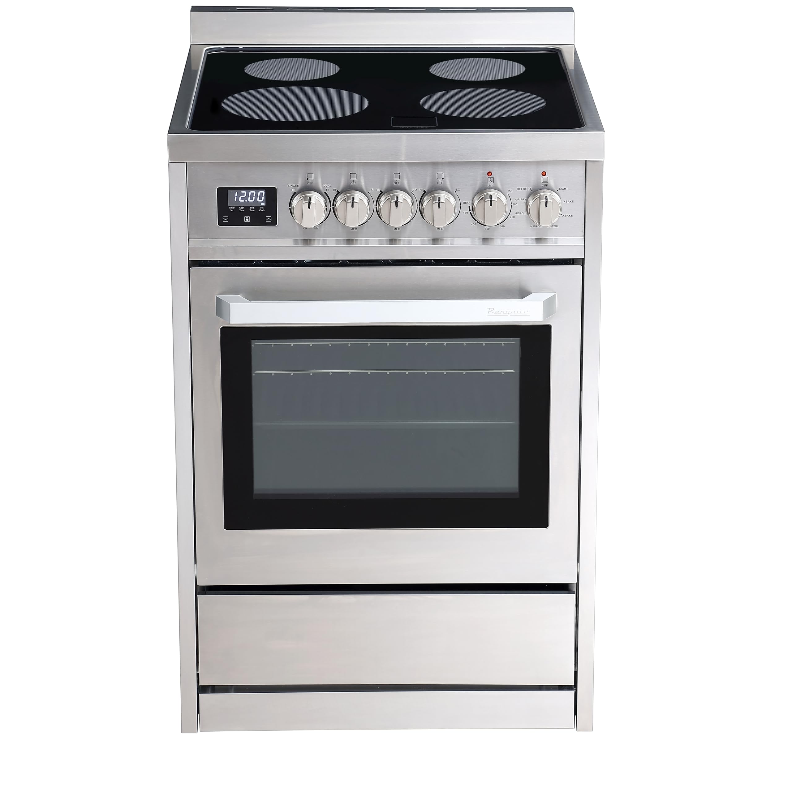 Rangaire RRE361TS 36" Electric Range Oven with Timer - Stainless Steel, Infrared Stove Burners, True Convection, Easy Reach Racks