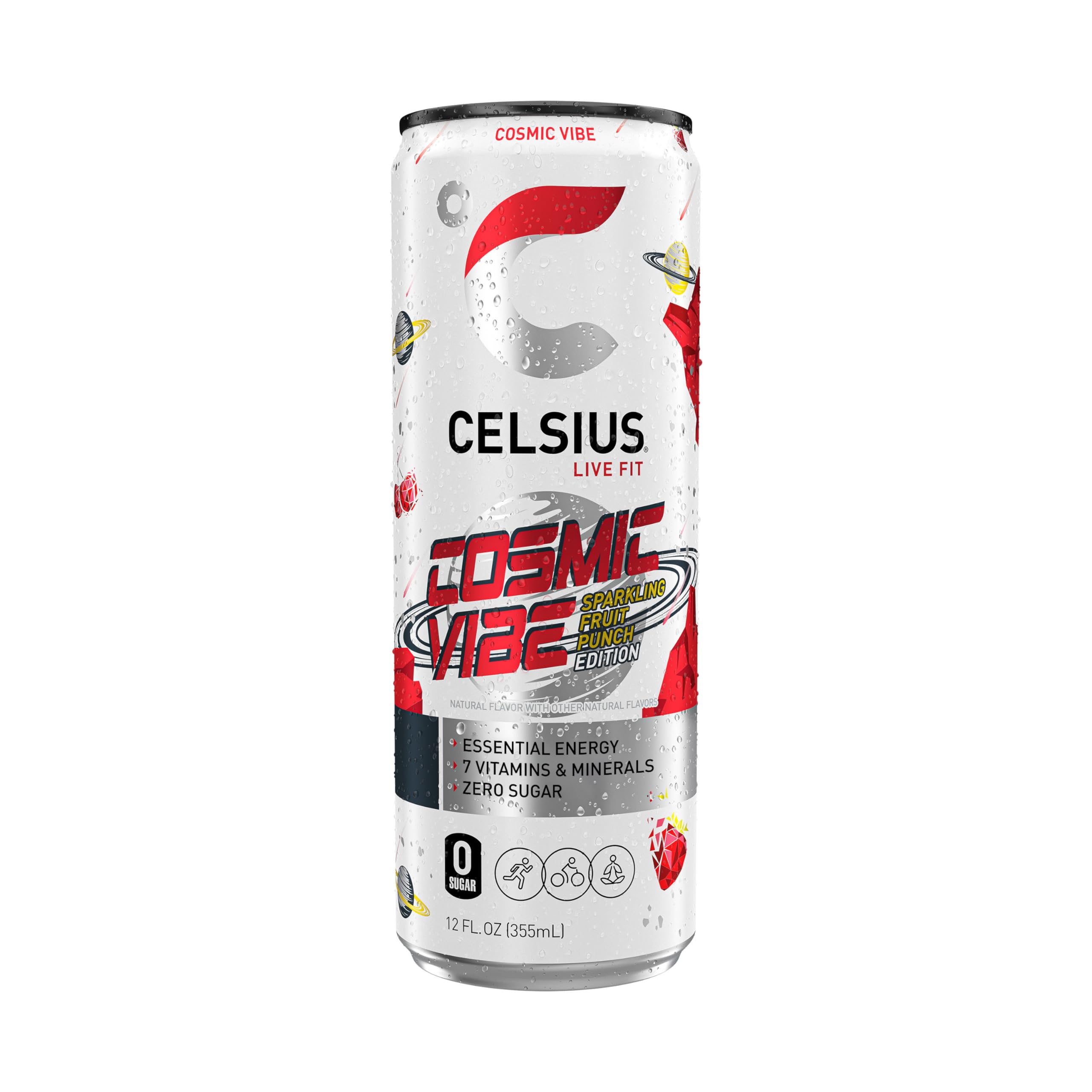 CELSIUS ASTRO VIBE Sparkling Blue Razz, Sugar Free Energy Drink, 12 Fl Oz (Pack of 12)