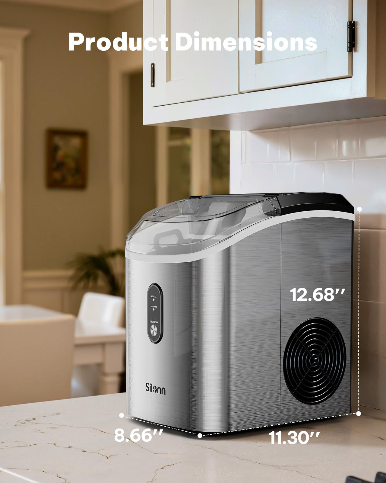 Nugget Ice Maker Countertop, Silonn Chewable Pellet Ice Machine with Self-Cleanin Function, 36lbs/24H Portable Ice Makers for Home Kitchen Officce, Black