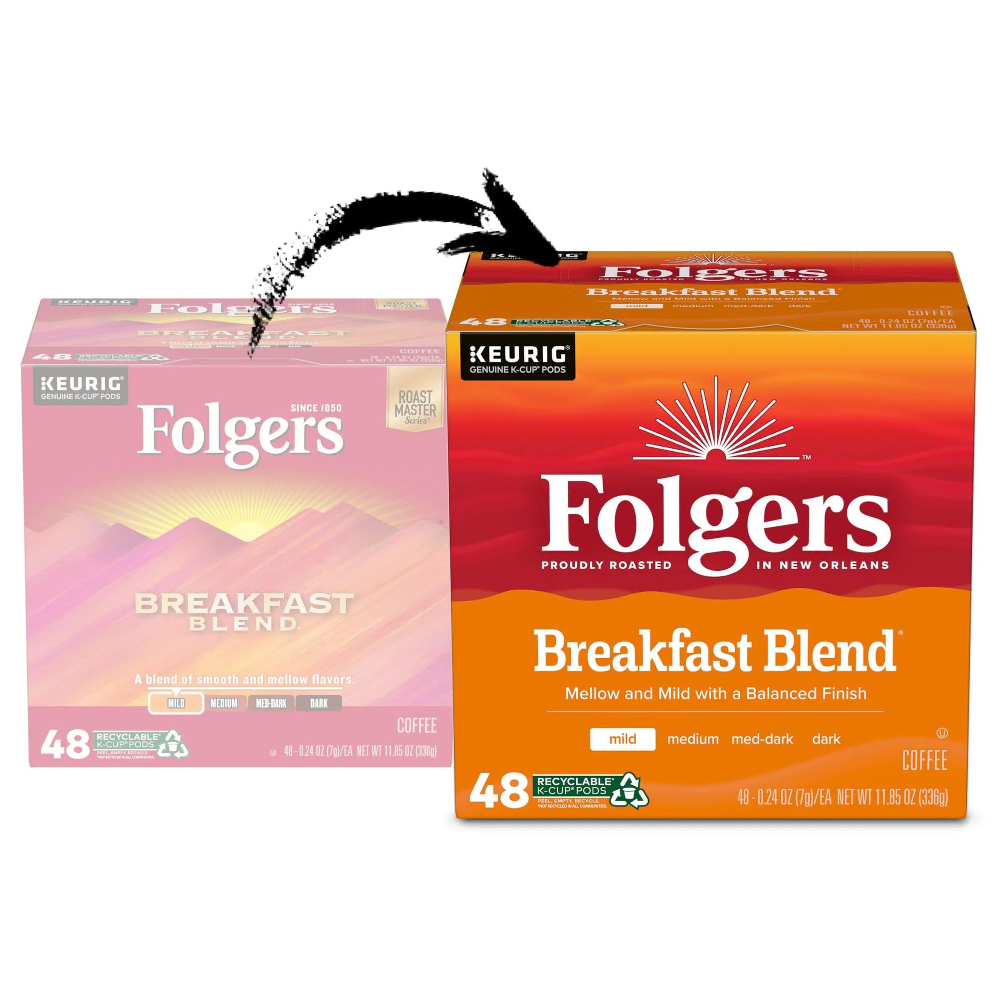 Folgers Classic Roast Medium Roast Coffee, 72 Keurig K-Cup Pods