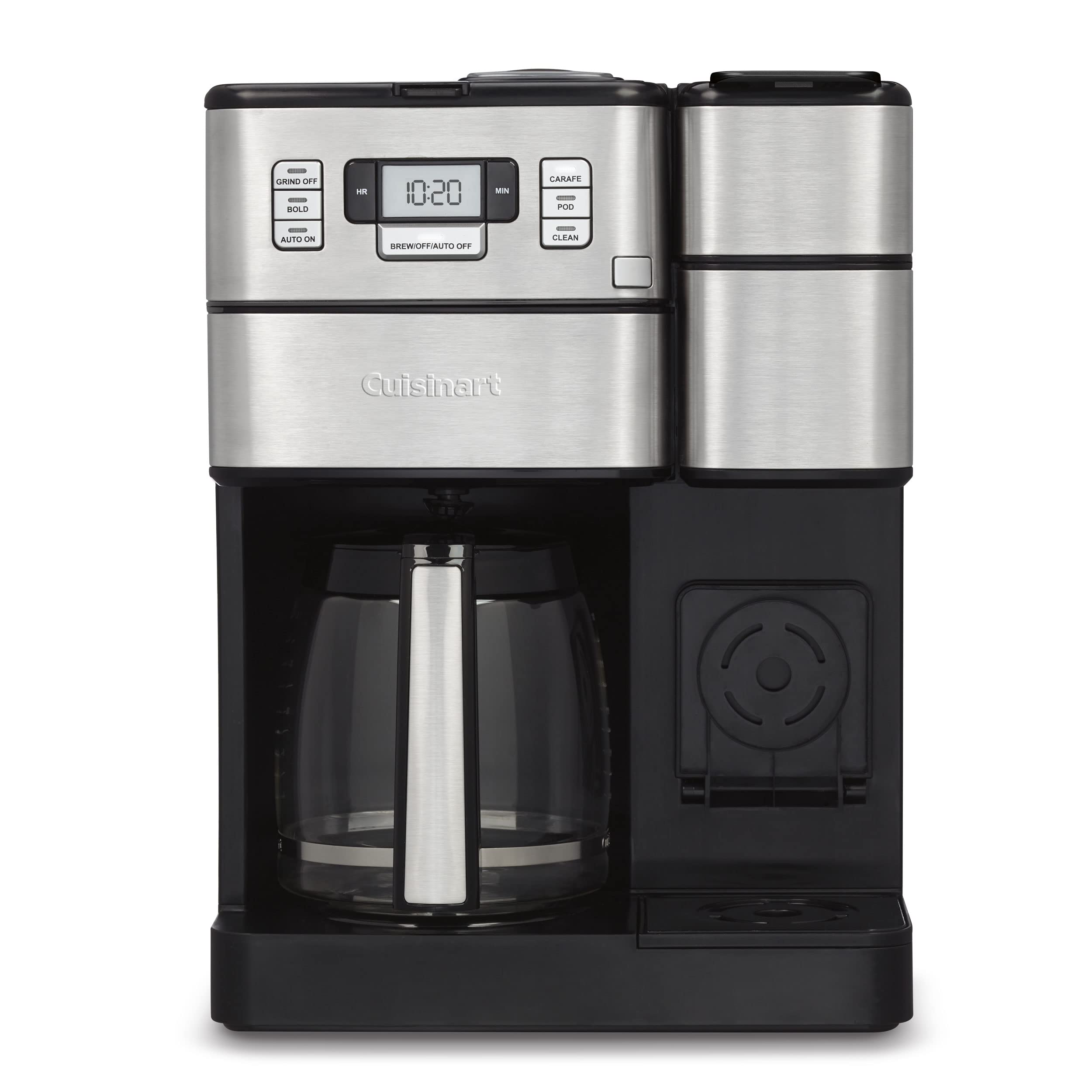 Cuisinart Automatic Grind & Brew 12-Cup Coffee Maker with Blade Grinder, Programmable Coffee Machine Glass Carafe with 1-4 Cup Setting, Brew Pause, Grind-Off Option, DGB-400NAS, Black/Stainless Steel
