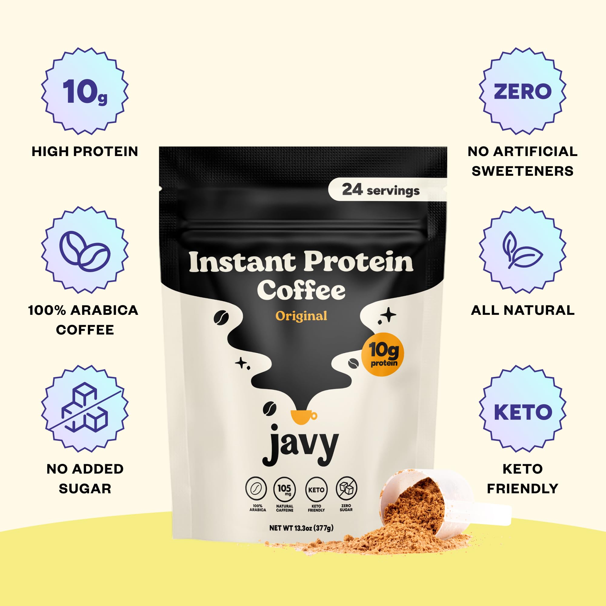 Caramel Protein Iced Coffee - Premium Whey Protein & Instant Iced Coffees - 100% Natural Cold Brew - Zero Artificial Flavors & Sweeteners, 80 mg Caffeine Per Serving, No Added Sugar, 20 Servings