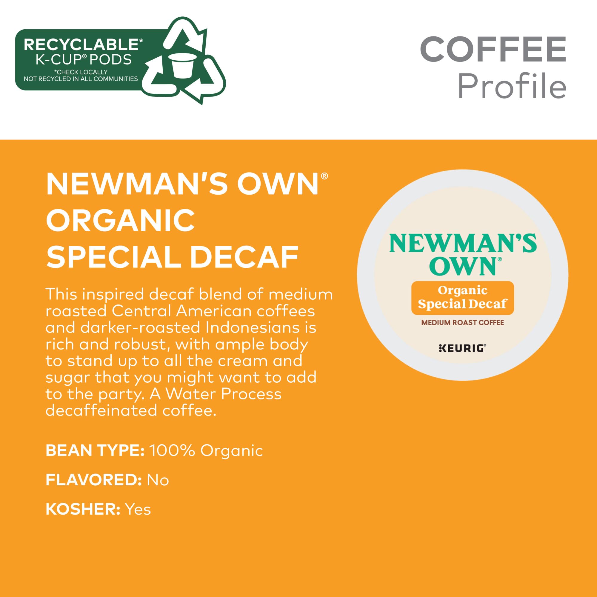 Newman's Own Organics Special Blend Keurig Single-Serve K-Cup Pods, Medium Roast Coffee, 96 Count