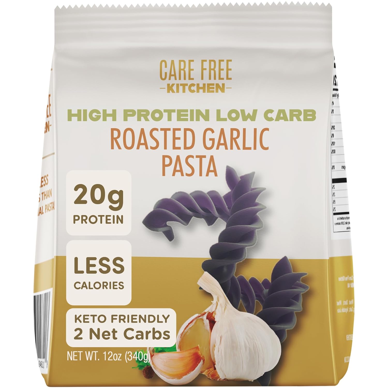 Care Free Kitchen Plain 3-Pack (8 oz. Bags) Rotini Keto Pasta Noodles, 20g High Protein, Low Carb 2g Net Carbs, 26g High Fiber