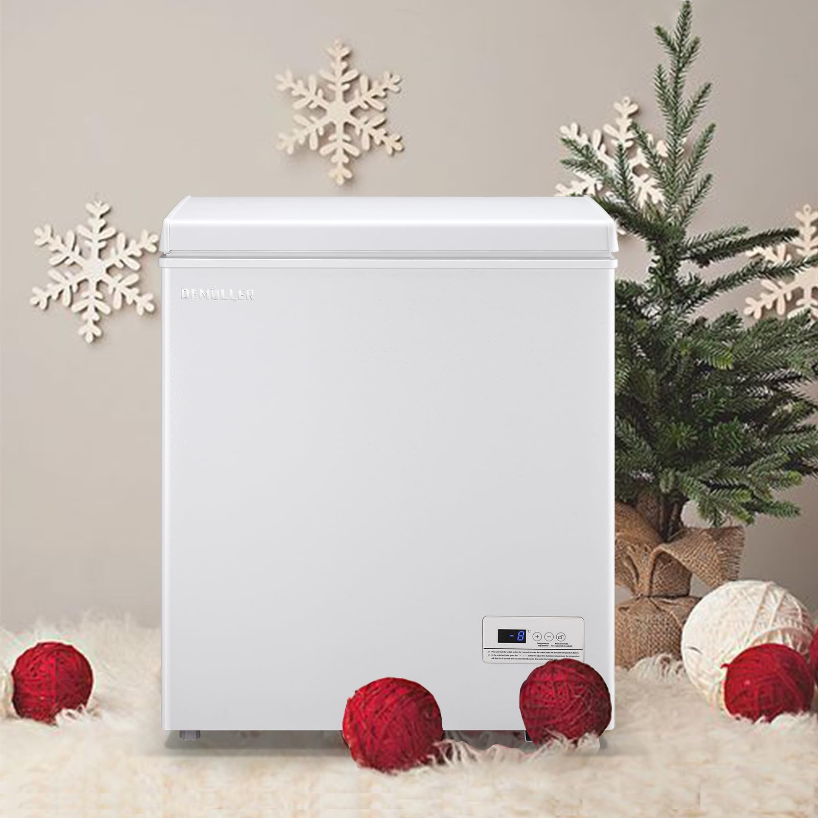 Mini Chest Freezer Compact Deep Freezing Machine with Electronic Temperature Control (Accurate to 1 ℉) Freestanding Small Freezer with 2 Removable Storage Baskets Black