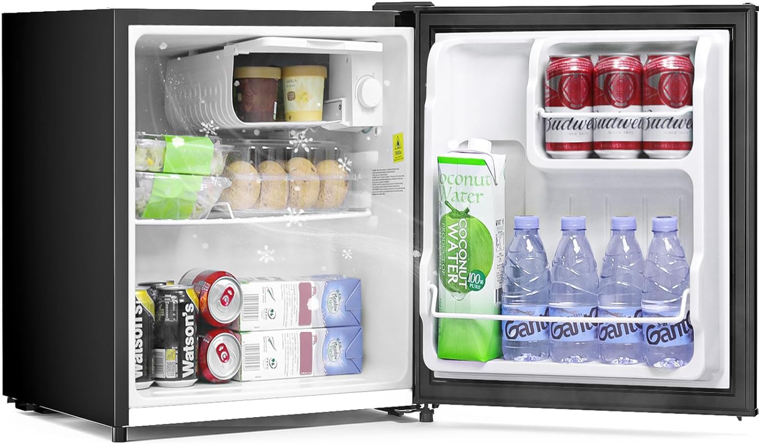 Frostorm 3.2 Cu Ft Mini Fridge with Freezer - Energy Efficient, Large Capacity Single Door Upright Freezer for Bedroom, Office & Dorm | Small Fridge, Reversible Door, ETL Certified(Black)