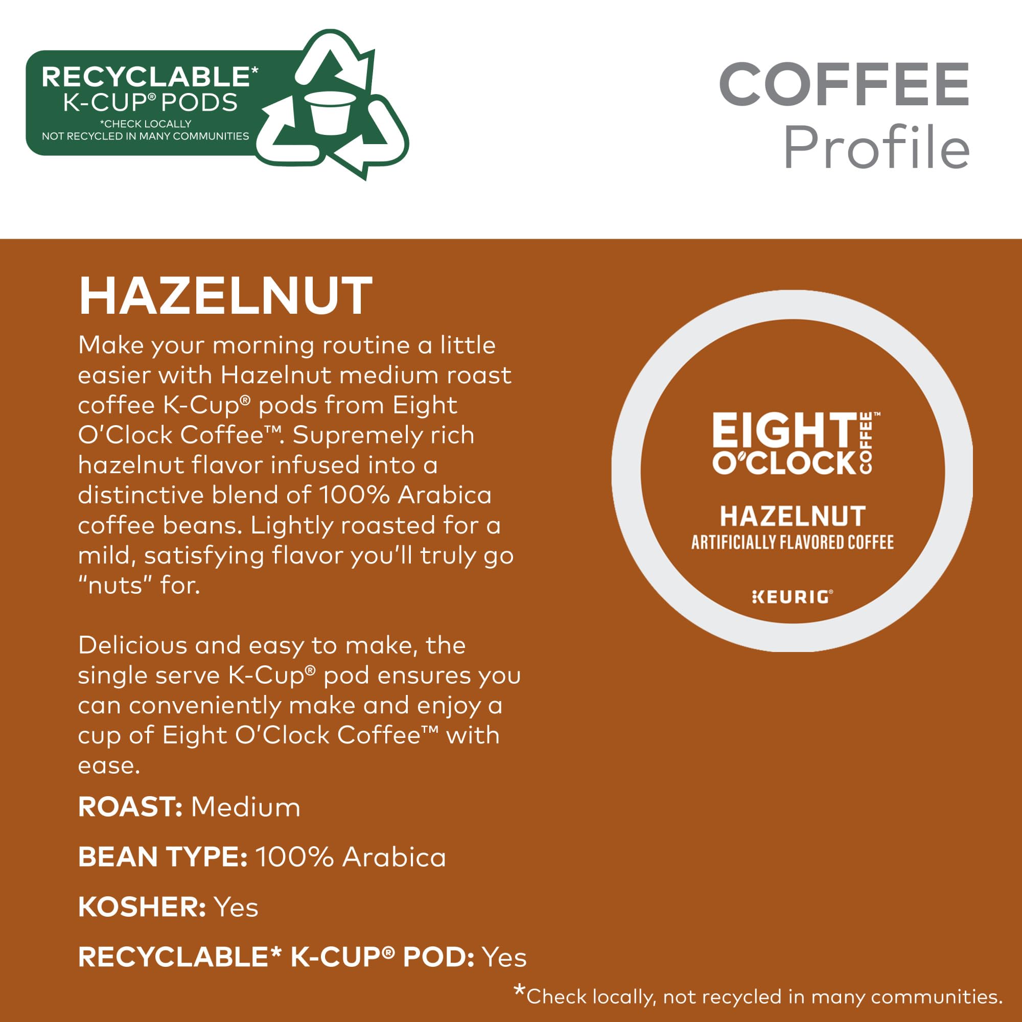 Eight O'Clock Coffee The Original, Single-Serve Keurig K-Cup Pods, Medium Roast Coffee Pods, 72 Count