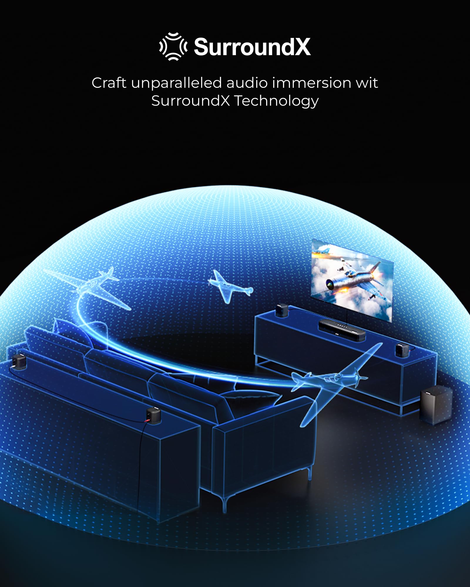 ULTIMEA 7.1ch Dolby Atmos Surround Sound System for TV, with 4 Surround Speakers, Surround Sound System Sound Bar with Subwoofer for Home Theater, App Control, HDMI eARC, Aura A60, 2026 Model