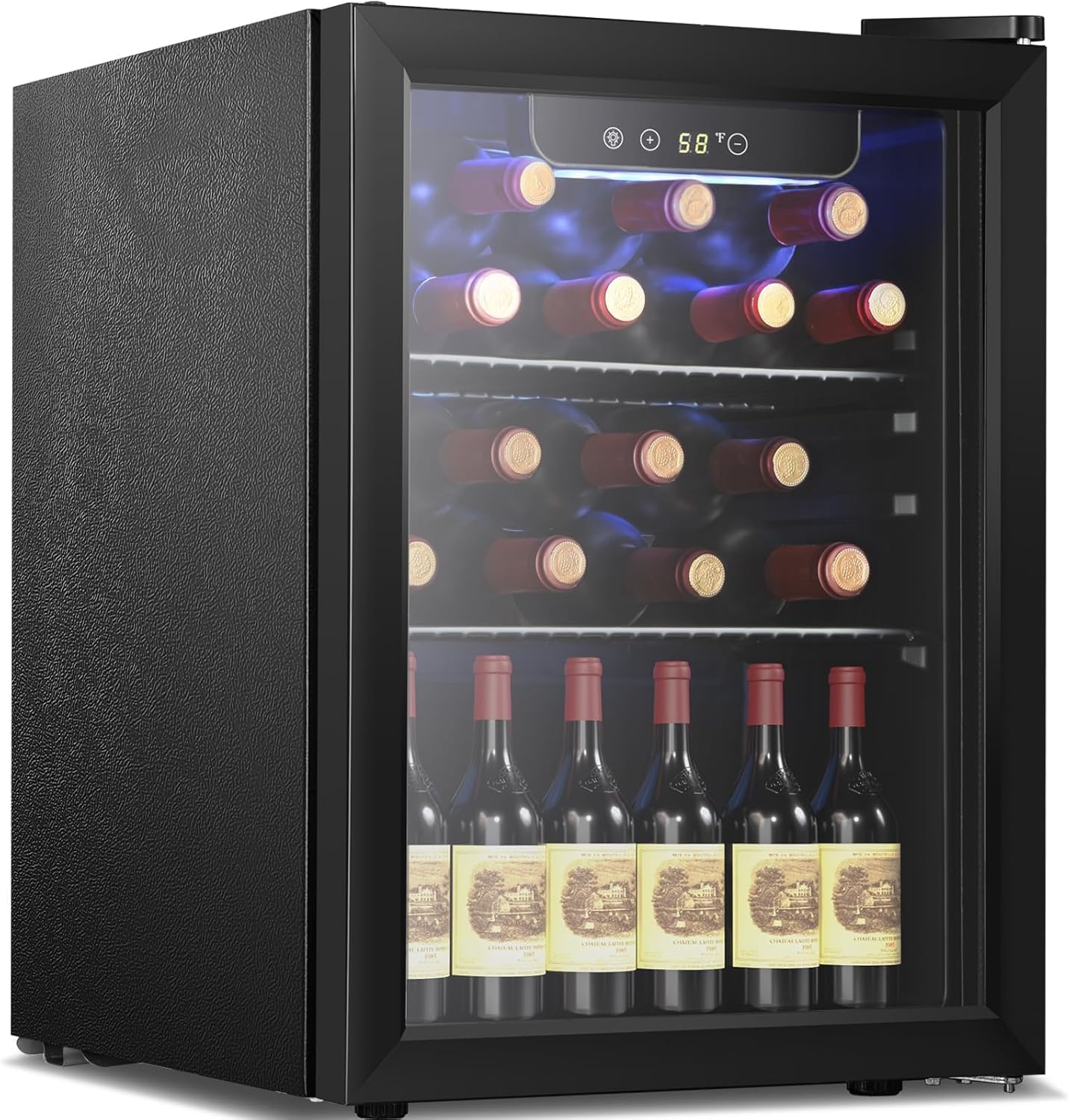 Antarctic Star Wine Cooler, Beverage Refrigerator, 16 Bottle Freestanding Quiet Wine Cellar Front Glass Door for Home and Bar, Digital Temp Control, 1.71 Cu.Ft.