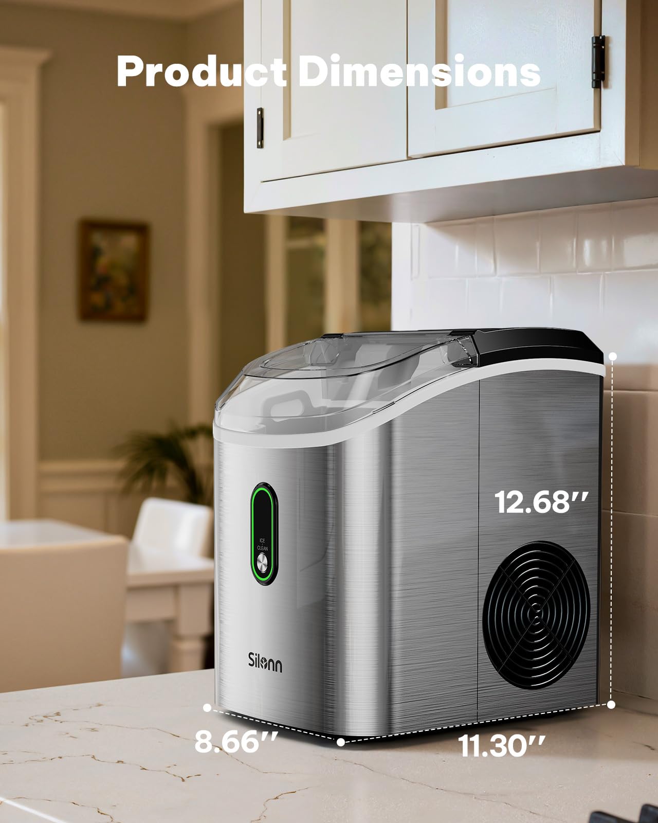 Nugget Ice Maker Countertop, Silonn Chewable Pellet Ice Machine with Self-Cleanin Function, 36lbs/24H Portable Ice Makers for Home Kitchen Officce, Black