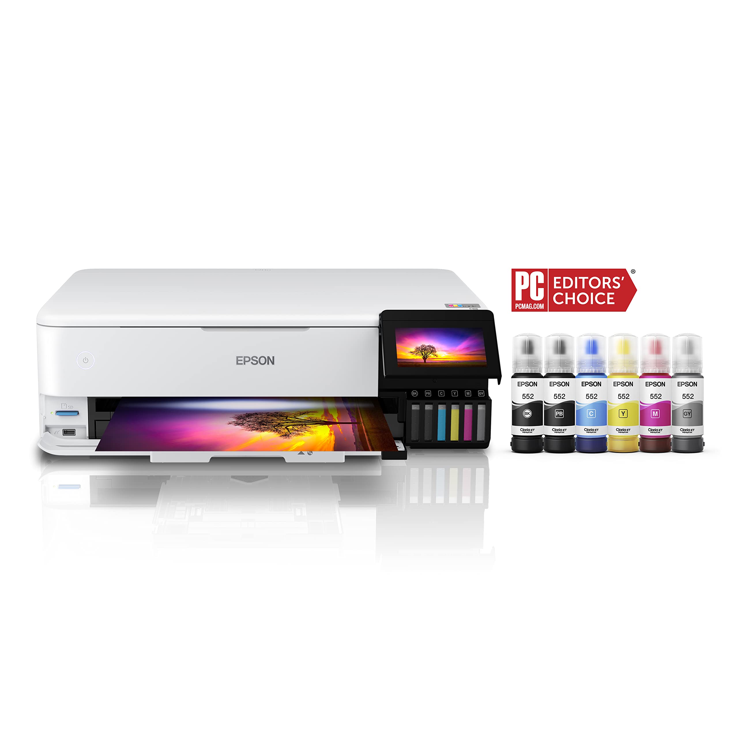 Epson EcoTank Photo ET-8550 Wireless Wide-Format Color All-in-One Supertank Printer with High Resolution Scanner, Ethernet, USB, and Color Touchscreen