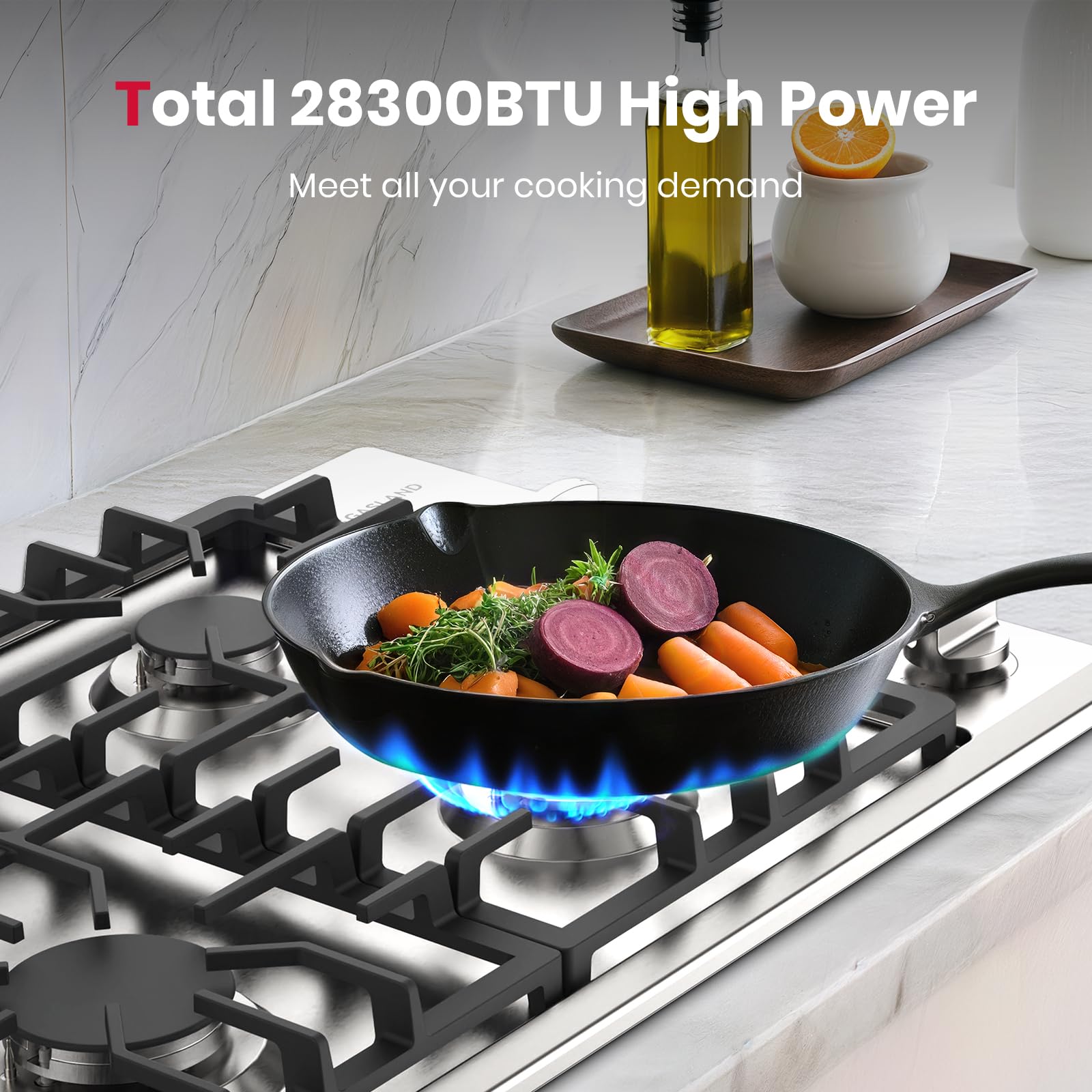GASLAND 36 Inch Gas Cooktop, PRO GH2365SF 5 Italy Sealed Burner Propane Stovetop, NG/LPG Convertible Gas Cooktops, Plug-in with Thermocouple Protection, CSA Certified, Stainless Steel