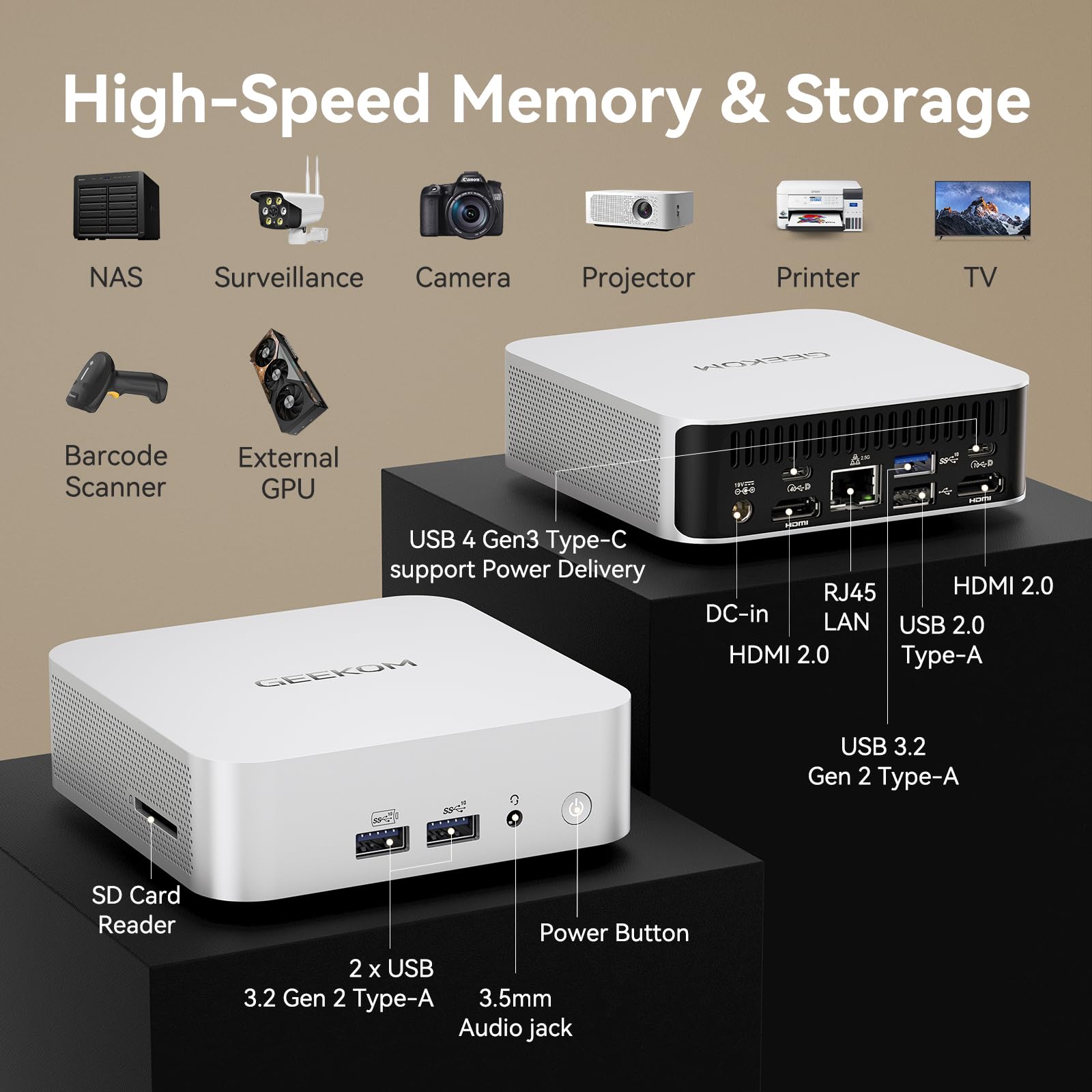 GEEKOM Air12 Mini PC for Business & WFH (2026), Intel 7505 (Up to 3.5GHz), 8GB RAM (Dual-Slot Upgradeable), 256GB M.2 SSD, 8K & Triple 4K Display, 3-Year Warranty, Windows 11 Pro Desktop Computer