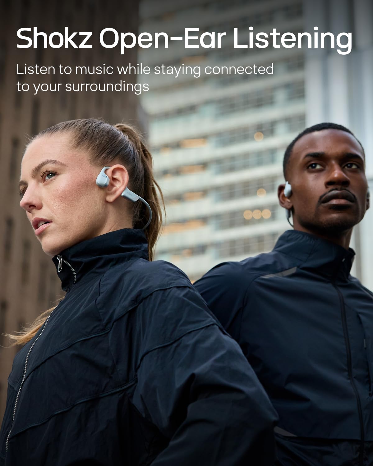 SHOKZ New OpenRun Pro 2- Bone Conduction Headphones, Open-Ear Bluetooth Wireless Sport Earphones for Running, Workouts - Sweat Resistant, Secure Comfortable Fit -Deep Bass, Smart Mic, Reflective Strip