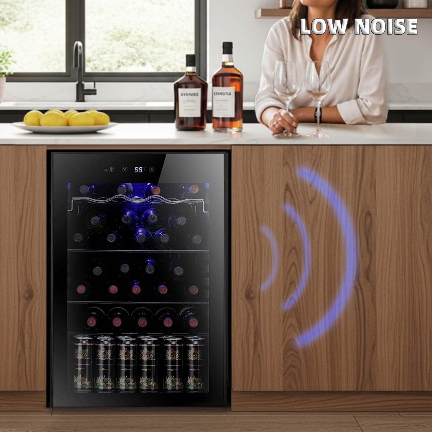 Antarctic Star Wine Cooler, Beverage Refrigerator, 16 Bottle Freestanding Quiet Wine Cellar Front Glass Door for Home and Bar, Digital Temp Control, 1.71 Cu.Ft.