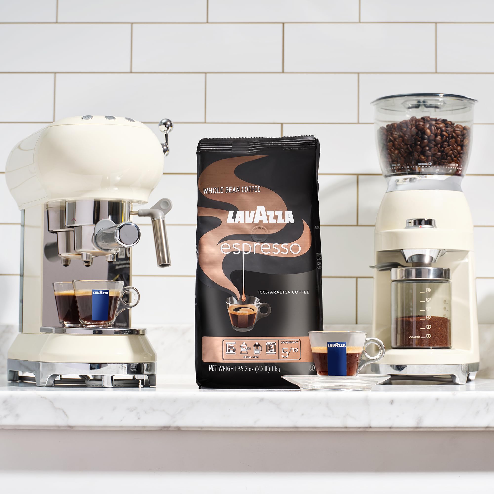 Lavazza Super Crema Whole Bean Coffee, Medium Espresso Roast, Arabica and Robusta Blend, 2.2 lb Bag, Package May Vary (Pack of 1)